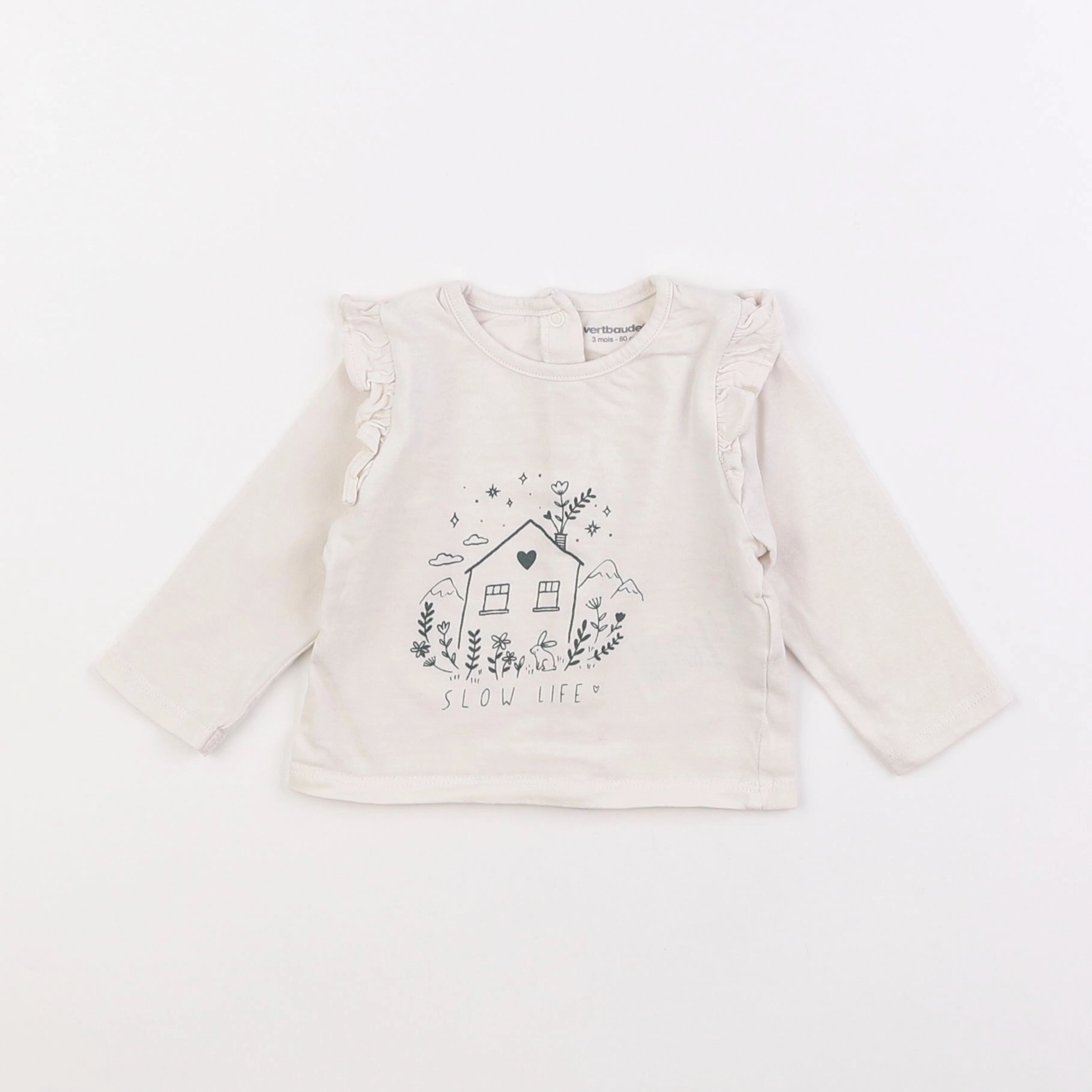 Vertbaudet - tee-shirt beige - 3 mois