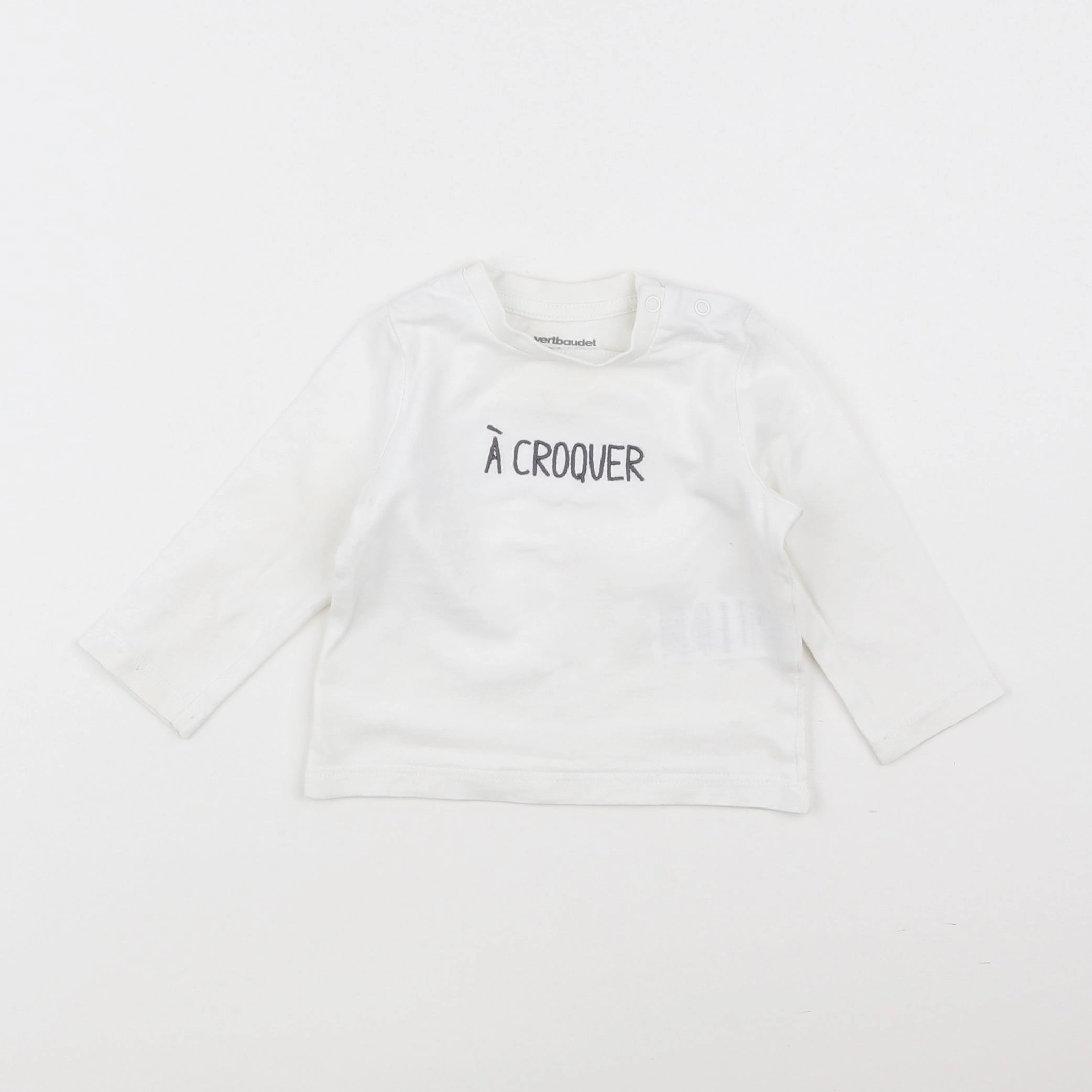 Vertbaudet - tee-shirt velours blanc - 6 mois