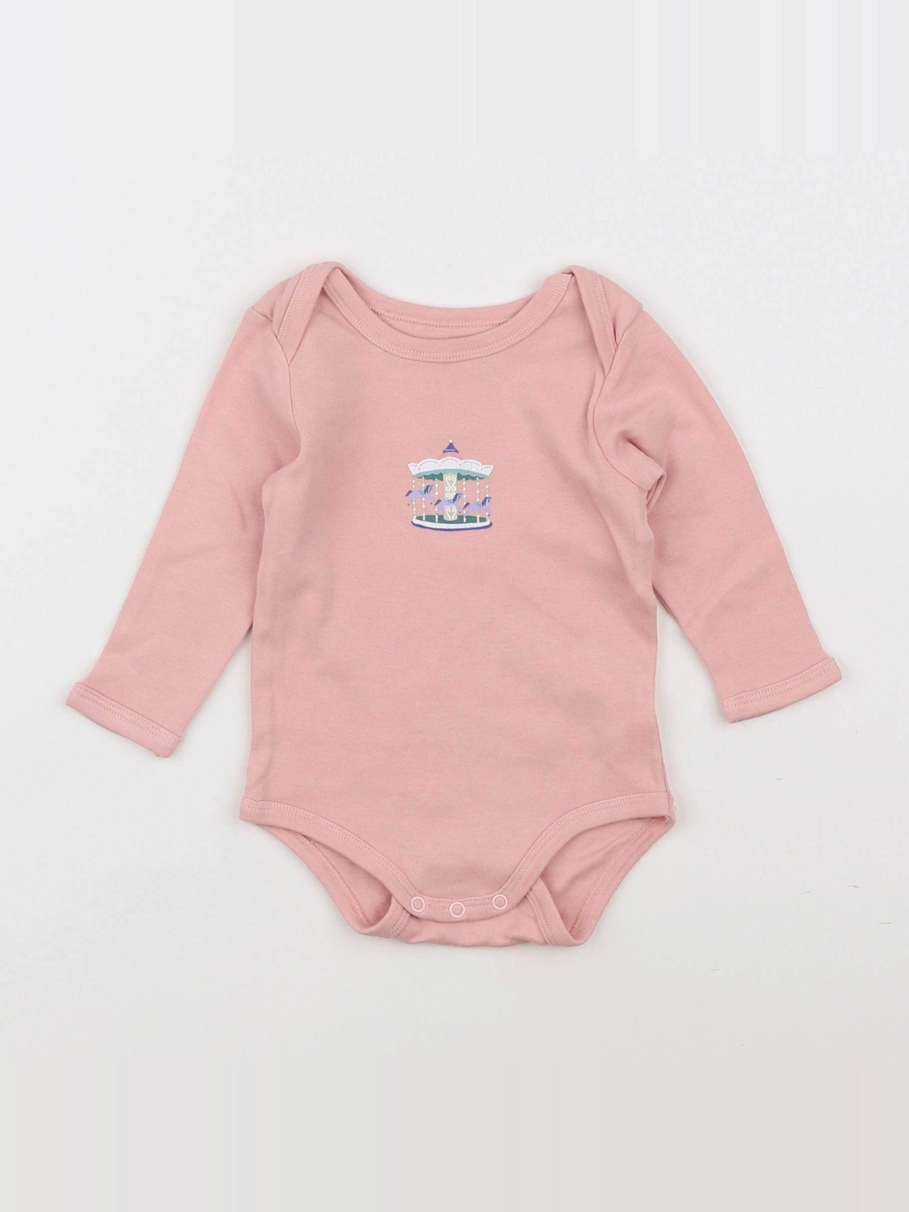 Vertbaudet - body velours rose - 6 mois
