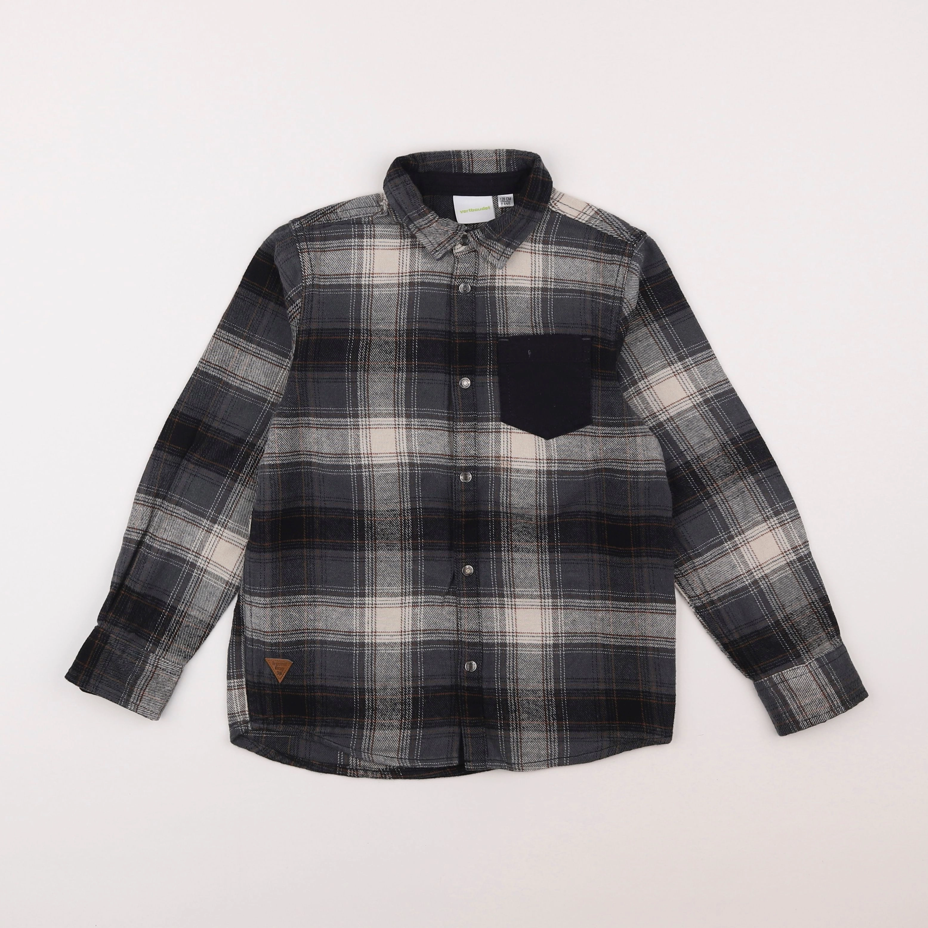 Vertbaudet - chemise gris - 8 ans