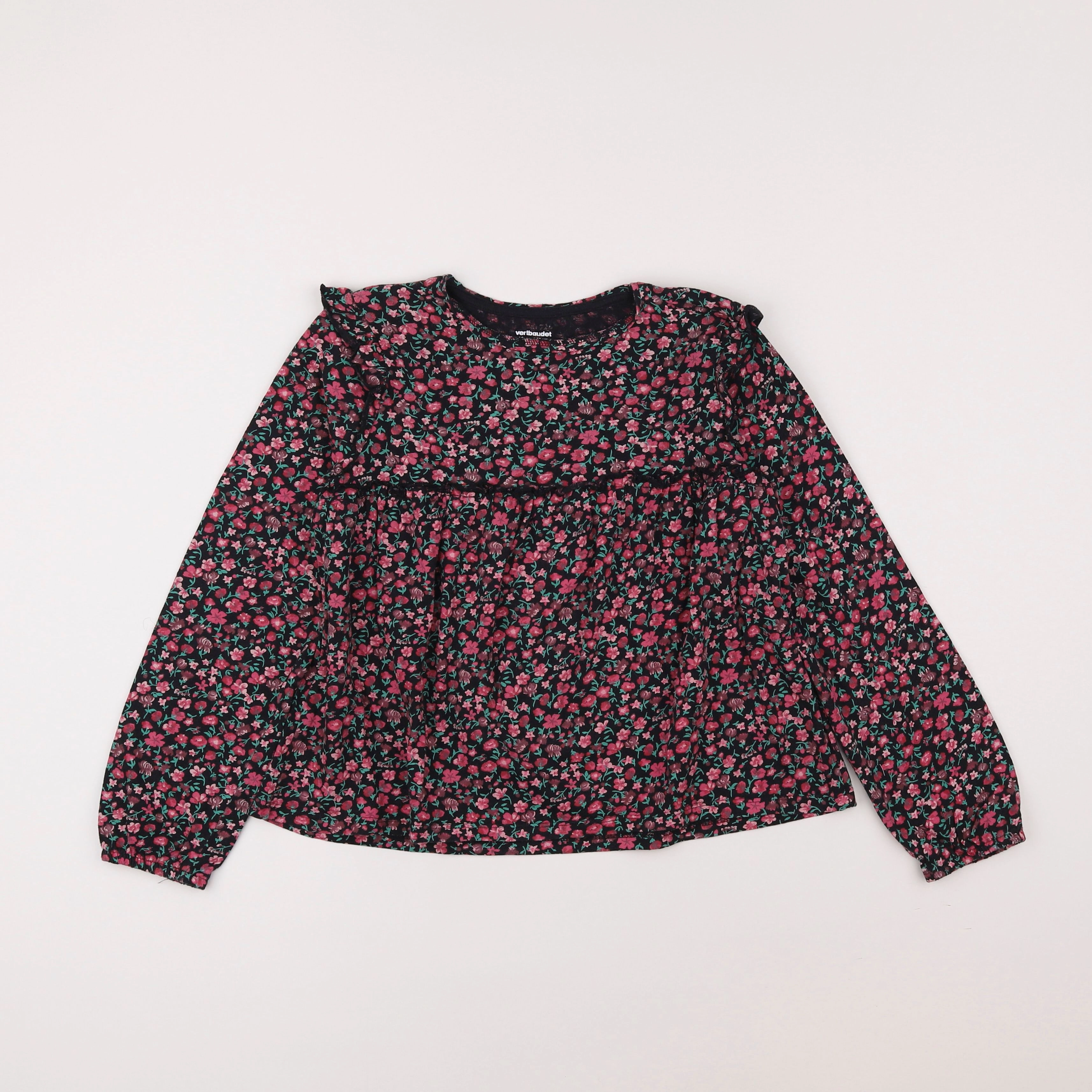 Vertbaudet - tee-shirt noir, rose - 10 ans