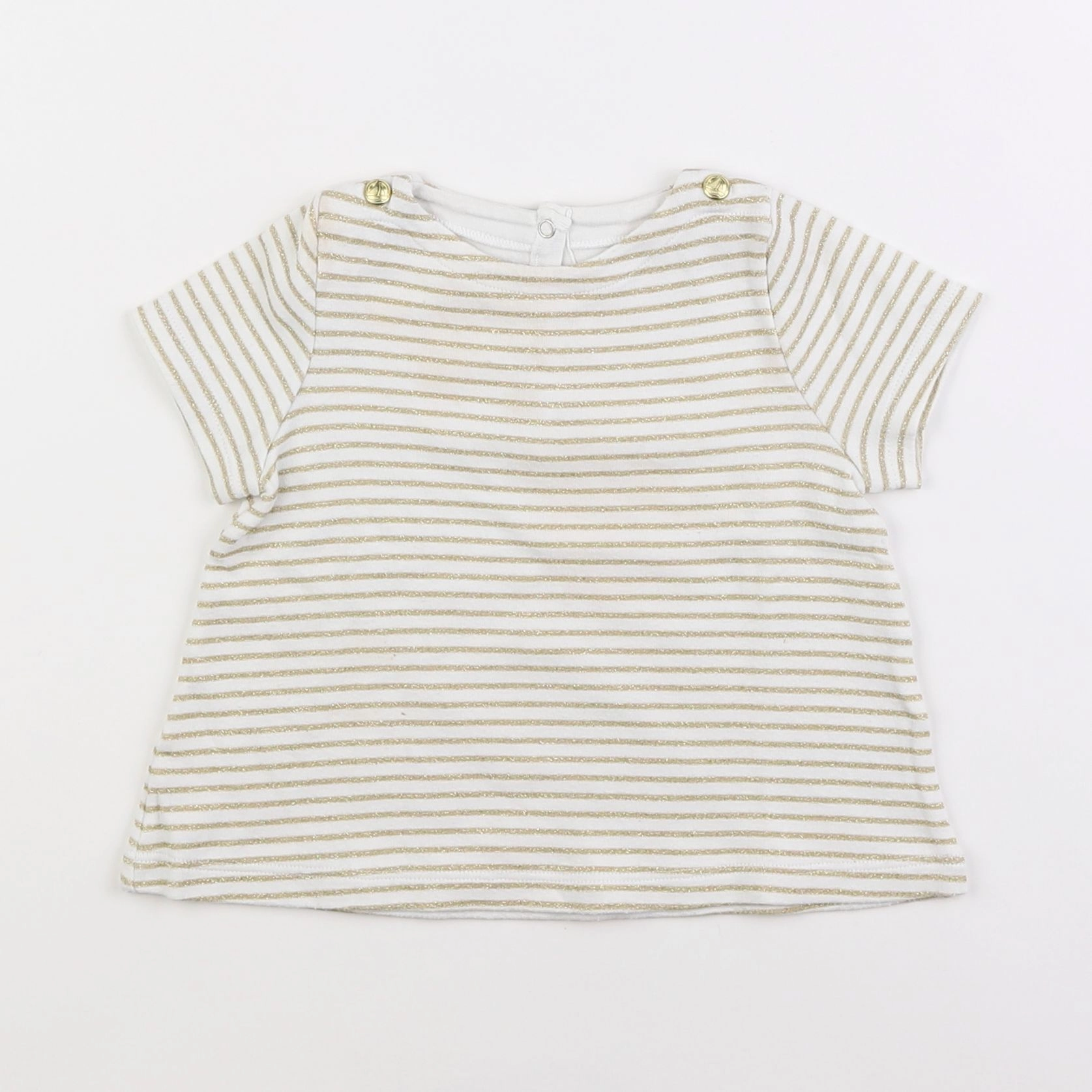 Petit Bateau - tee-shirt blanc, or - 18 mois