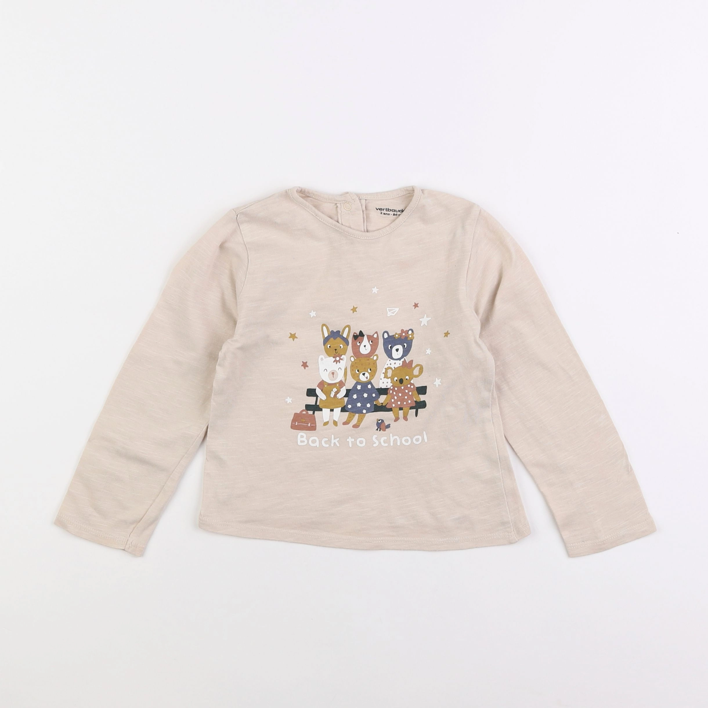 Vertbaudet - tee-shirt beige - 2 ans