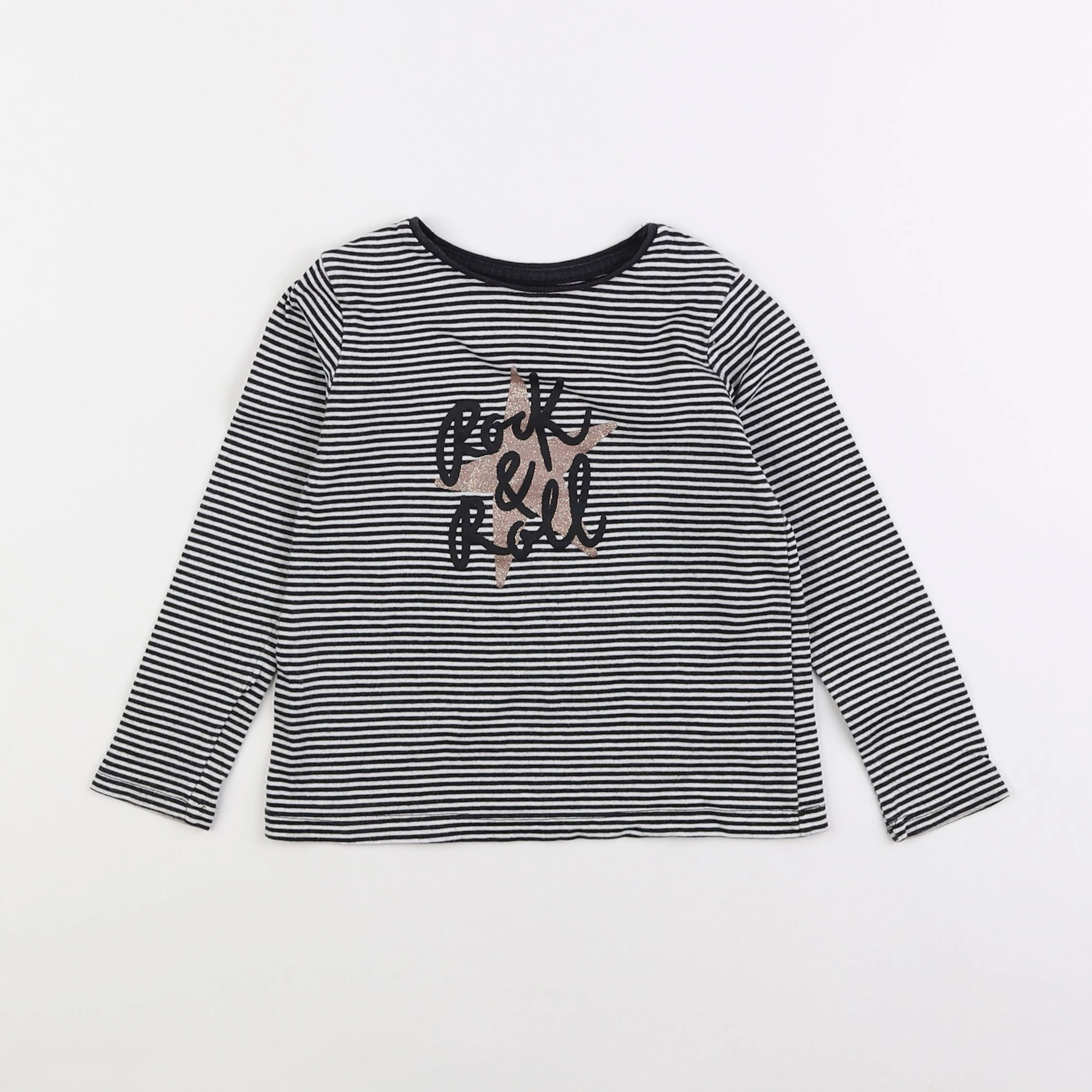 Vertbaudet - tee-shirt blanc, bleu - 4 ans
