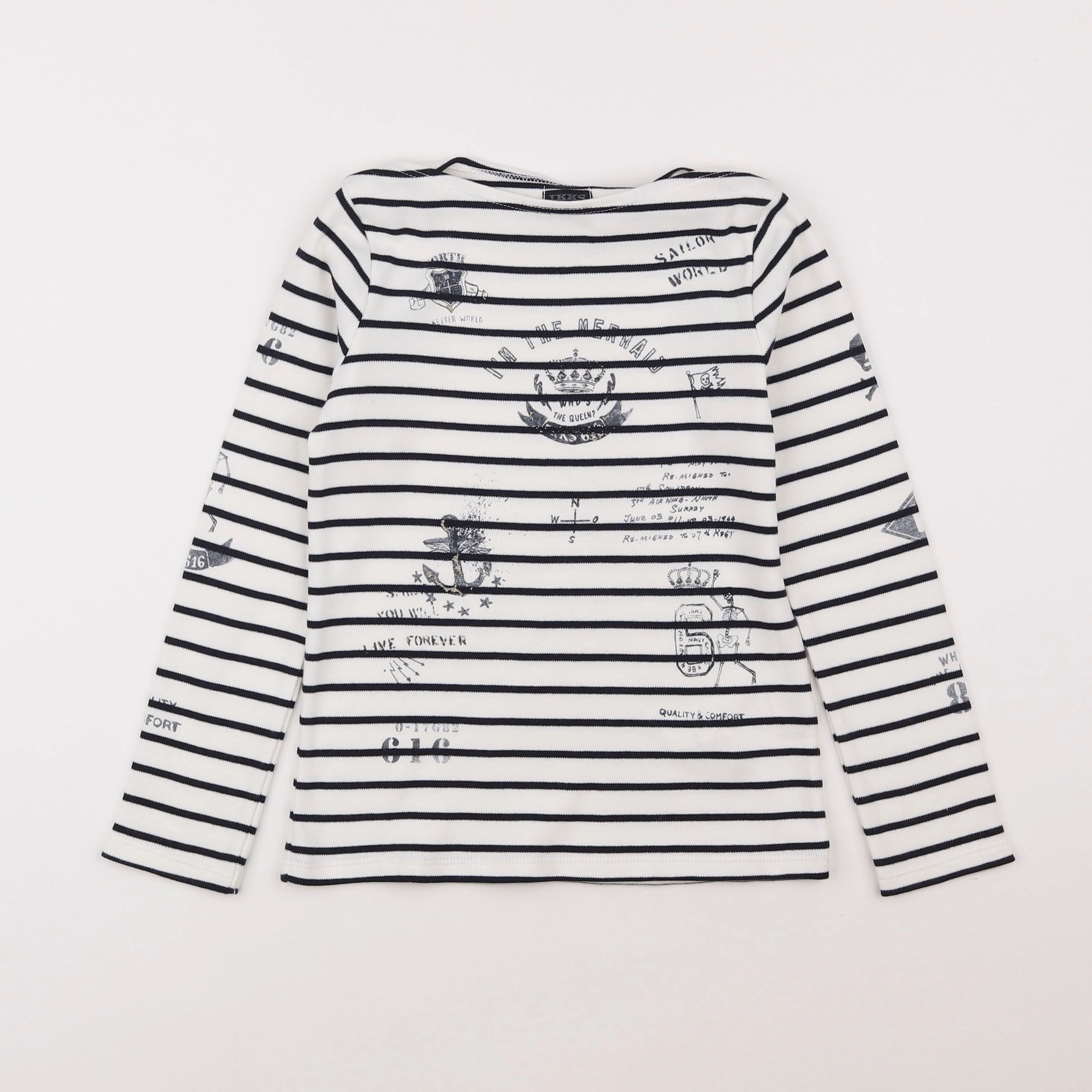IKKS - tee-shirt blanc, bleu, or - 8 ans