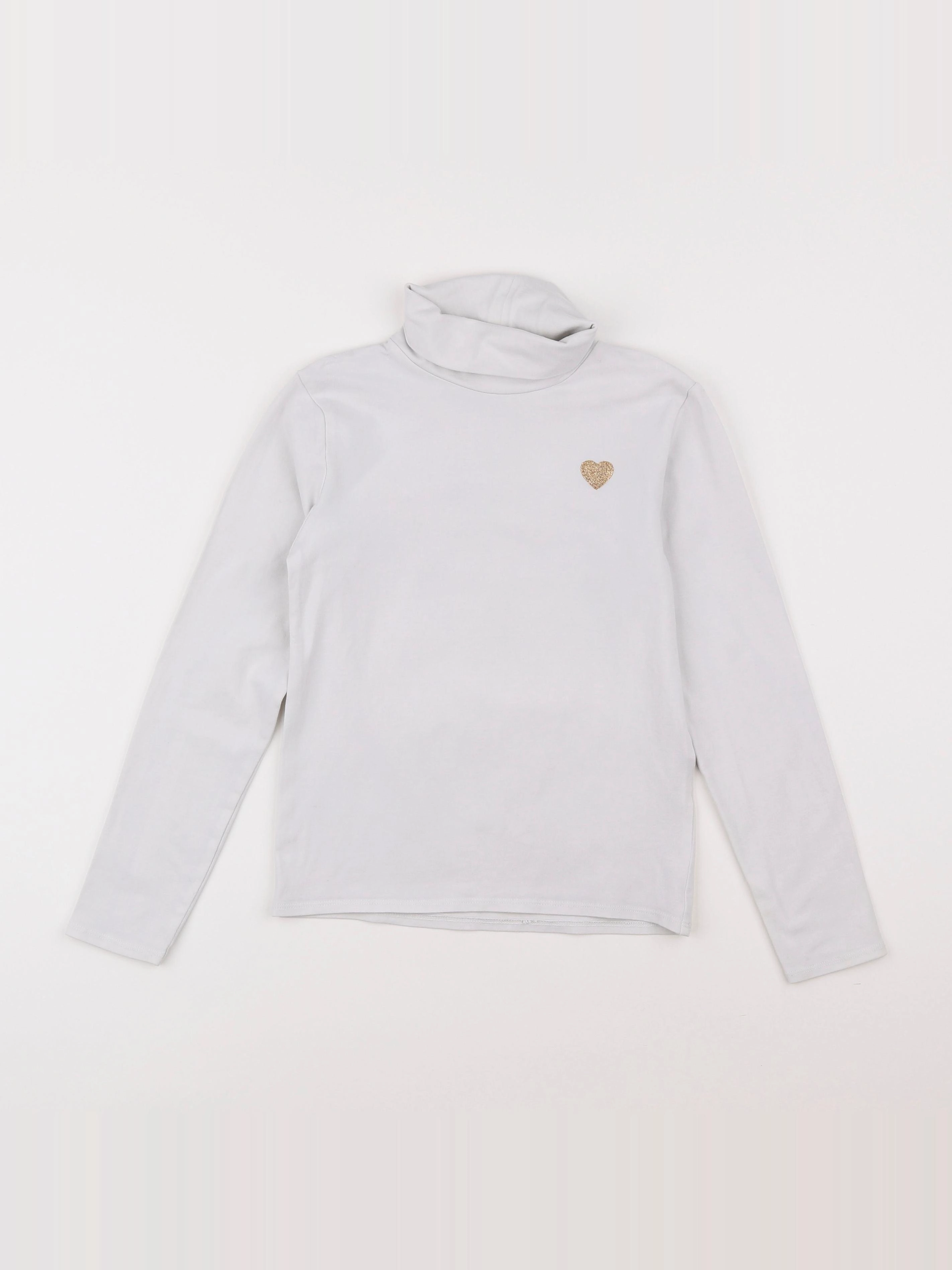 Vertbaudet - sous-pull blanc, or - 8 ans