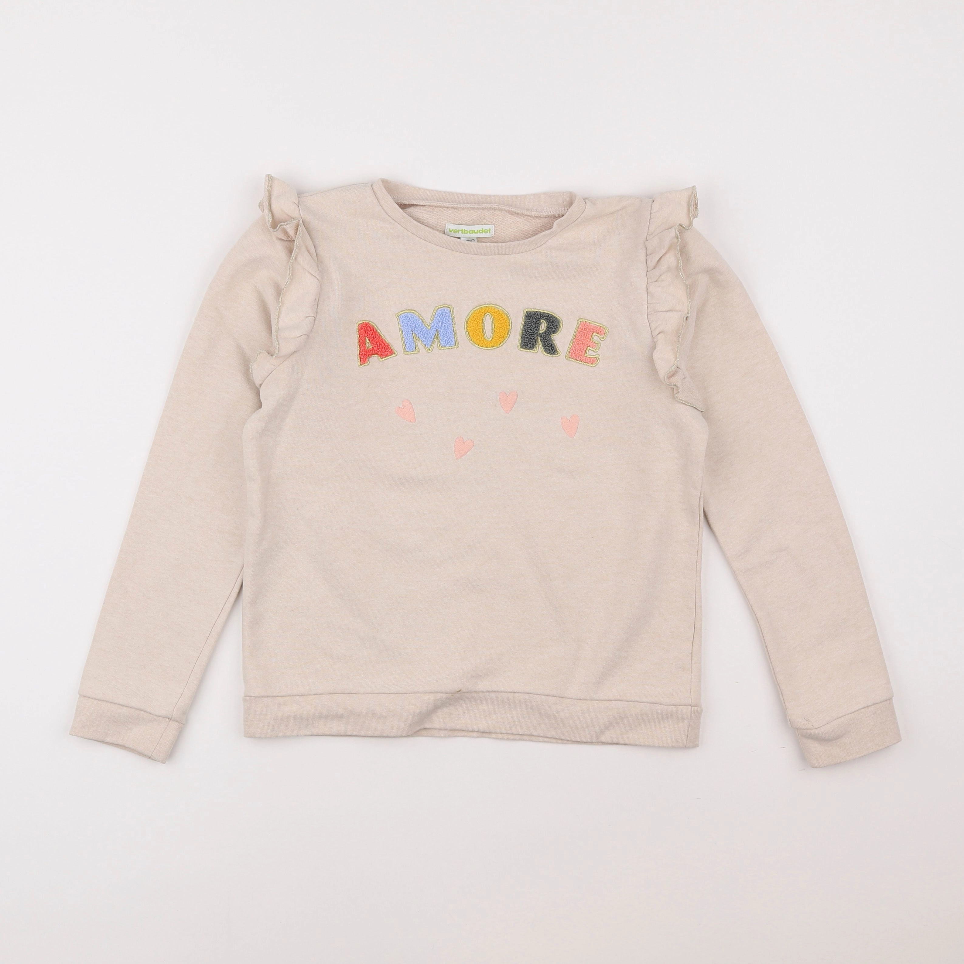 Vertbaudet - sweat beige - 10 ans