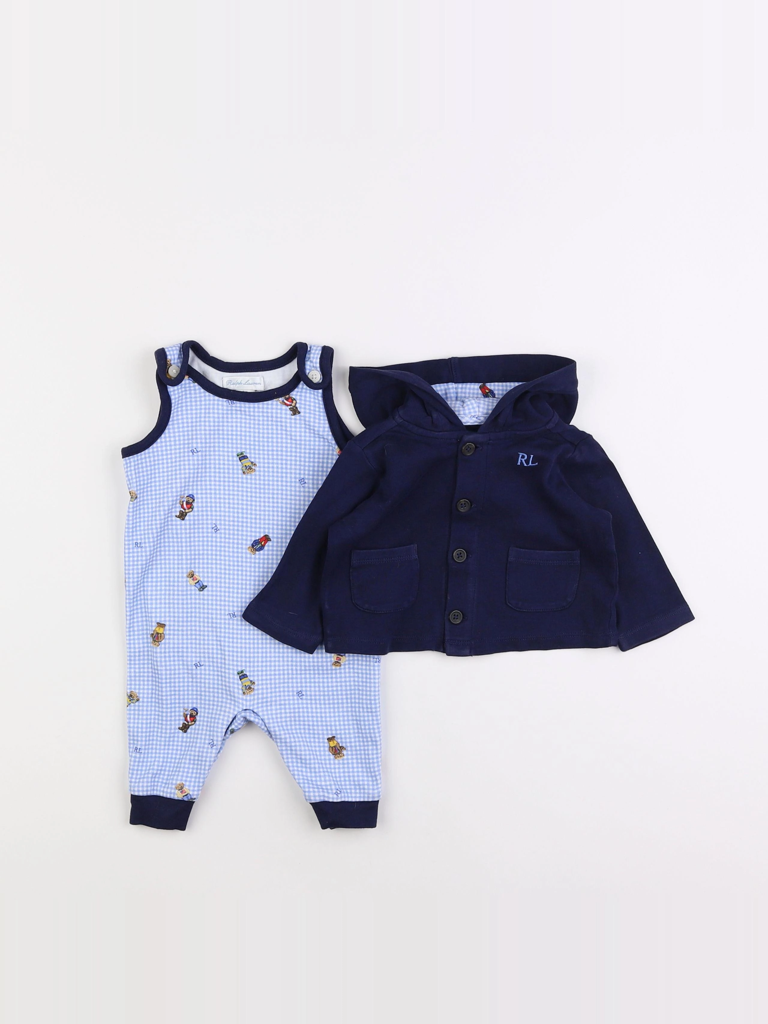Ralph Lauren - ensemble blanc, bleu - 3 mois