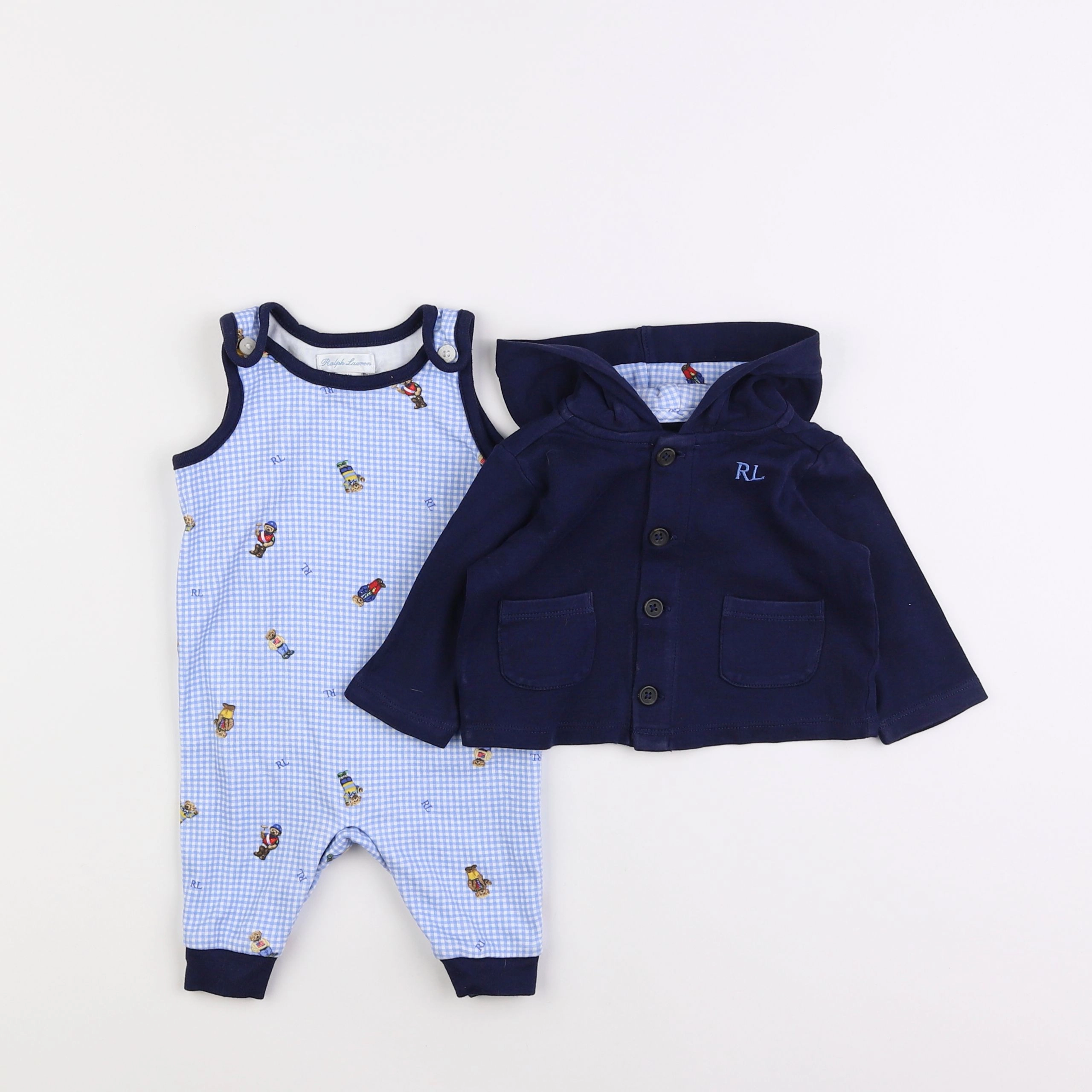 Ralph Lauren - ensemble blanc, bleu - 3 mois
