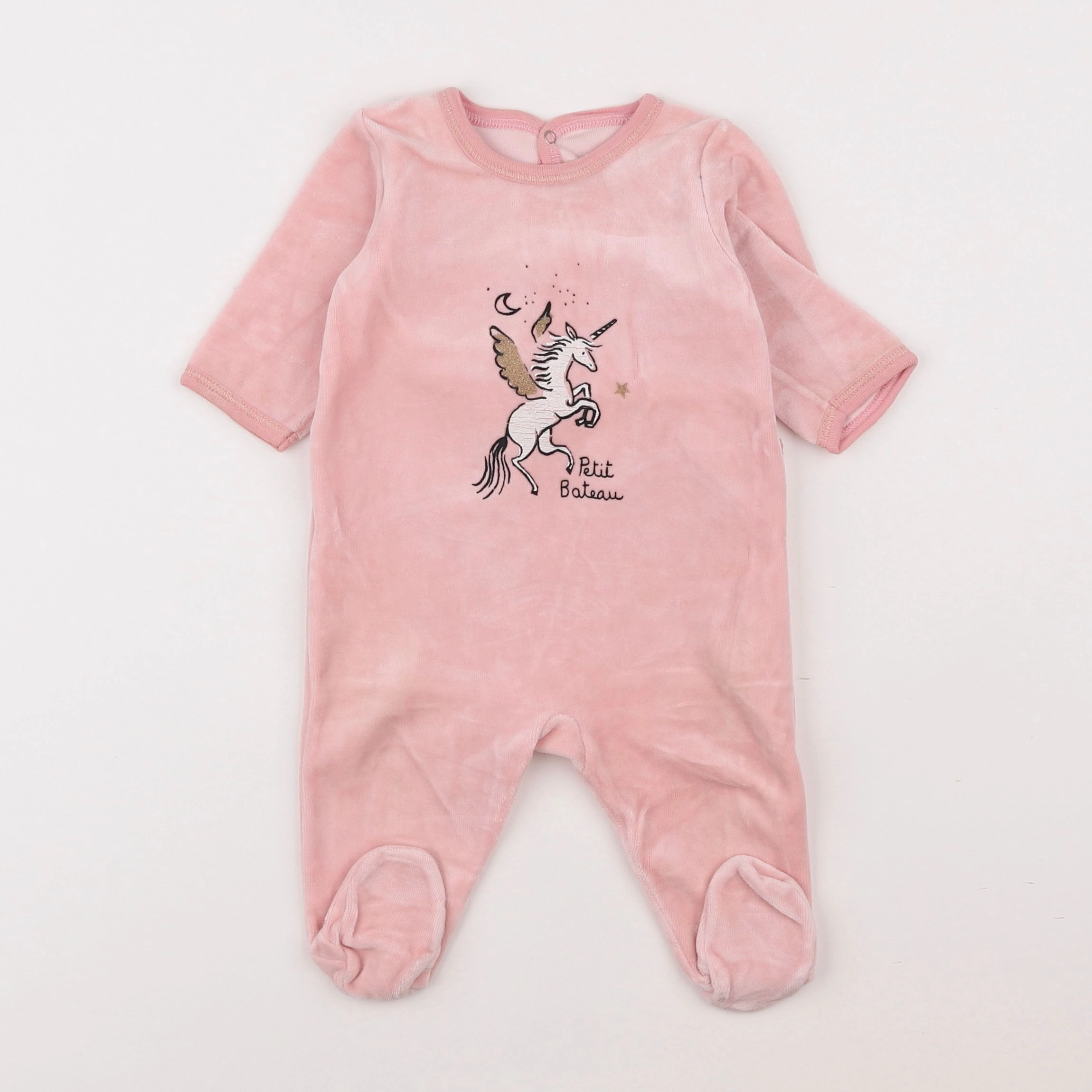 Petit Bateau - pyjama velours rose - 3 mois