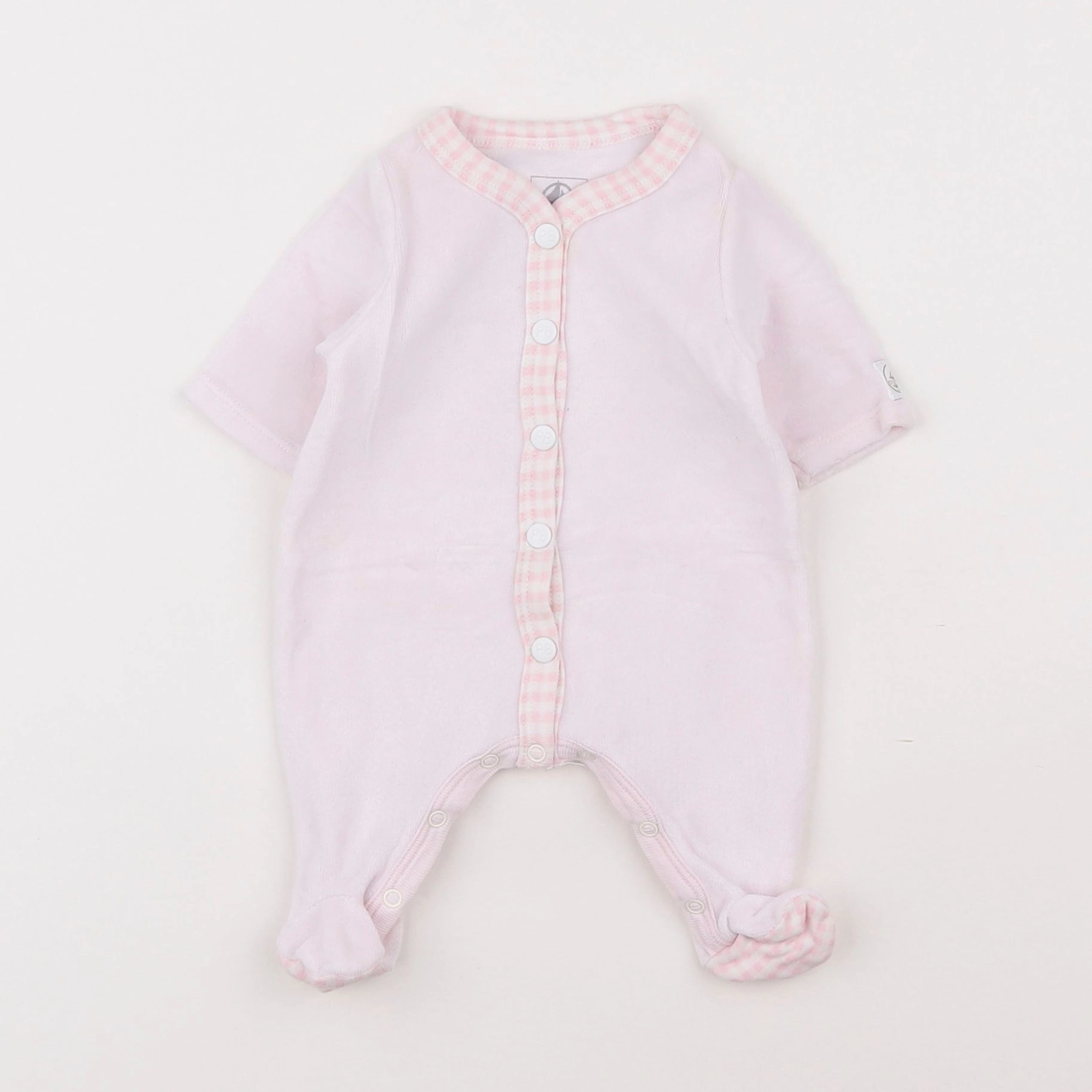 Petit Bateau - pyjama velours rose - 0 mois