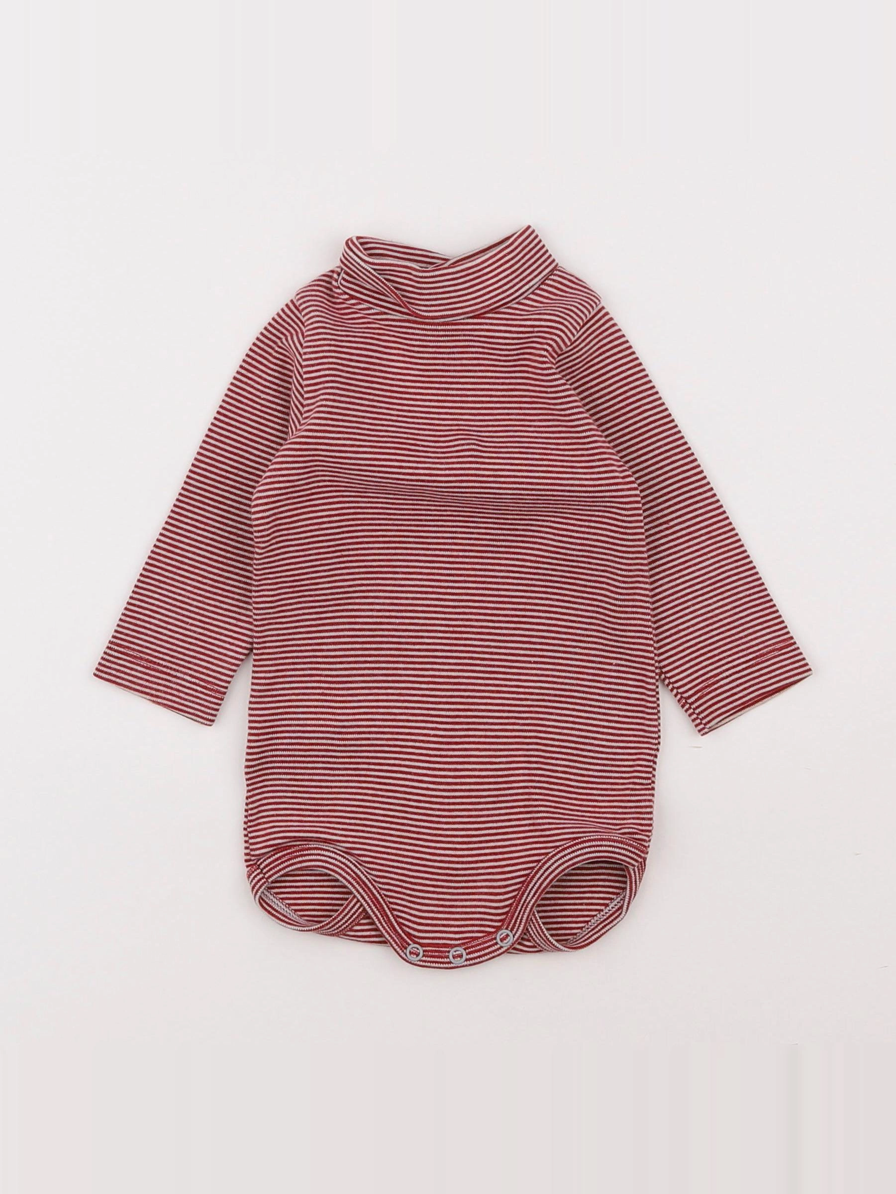 Petit Bateau - body à col rouge - 6 mois