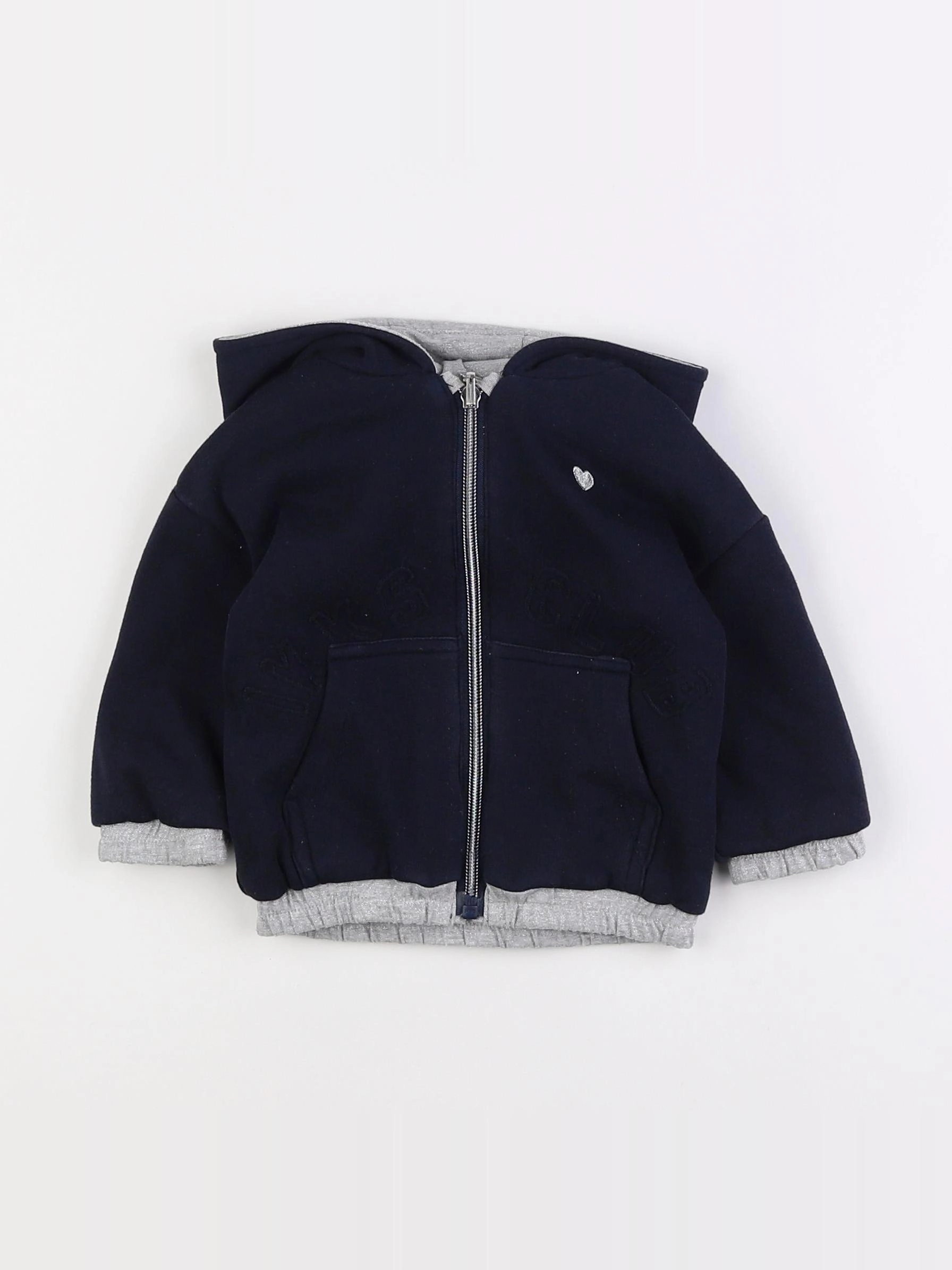IKKS - sweat réversible bleu, argent - 12 mois