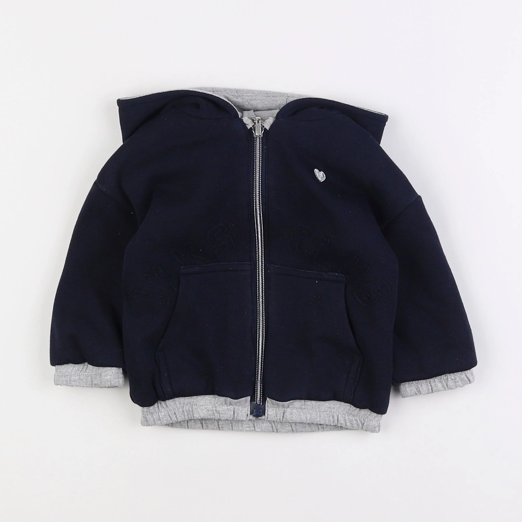 IKKS - sweat réversible bleu, argent - 12 mois