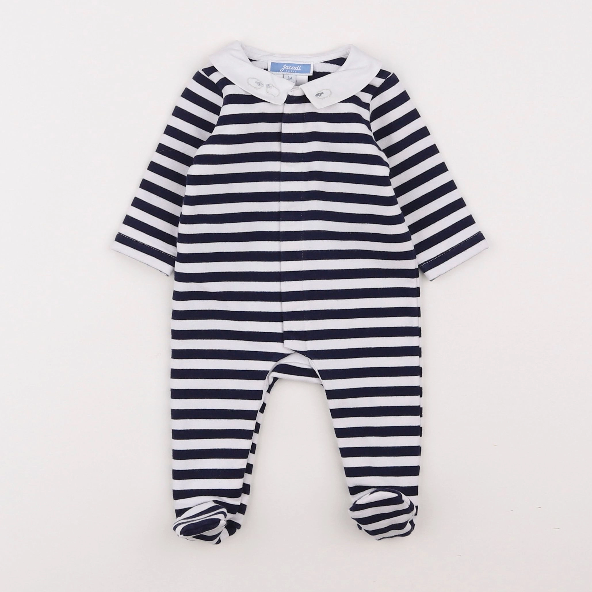 Jacadi - pyjama coton blanc, bleu - 1 mois