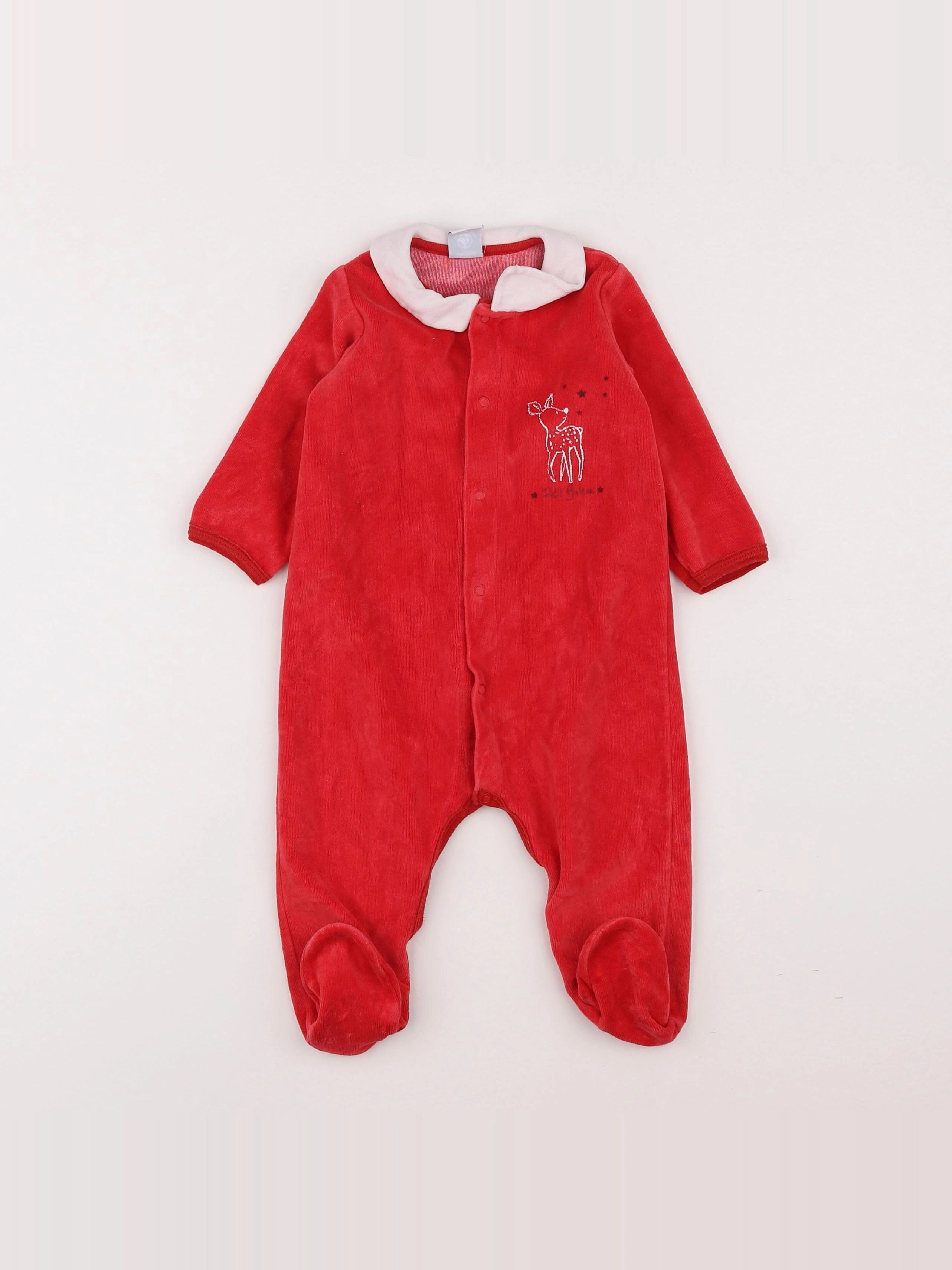 Petit Bateau - pyjama velours rouge - 12 mois