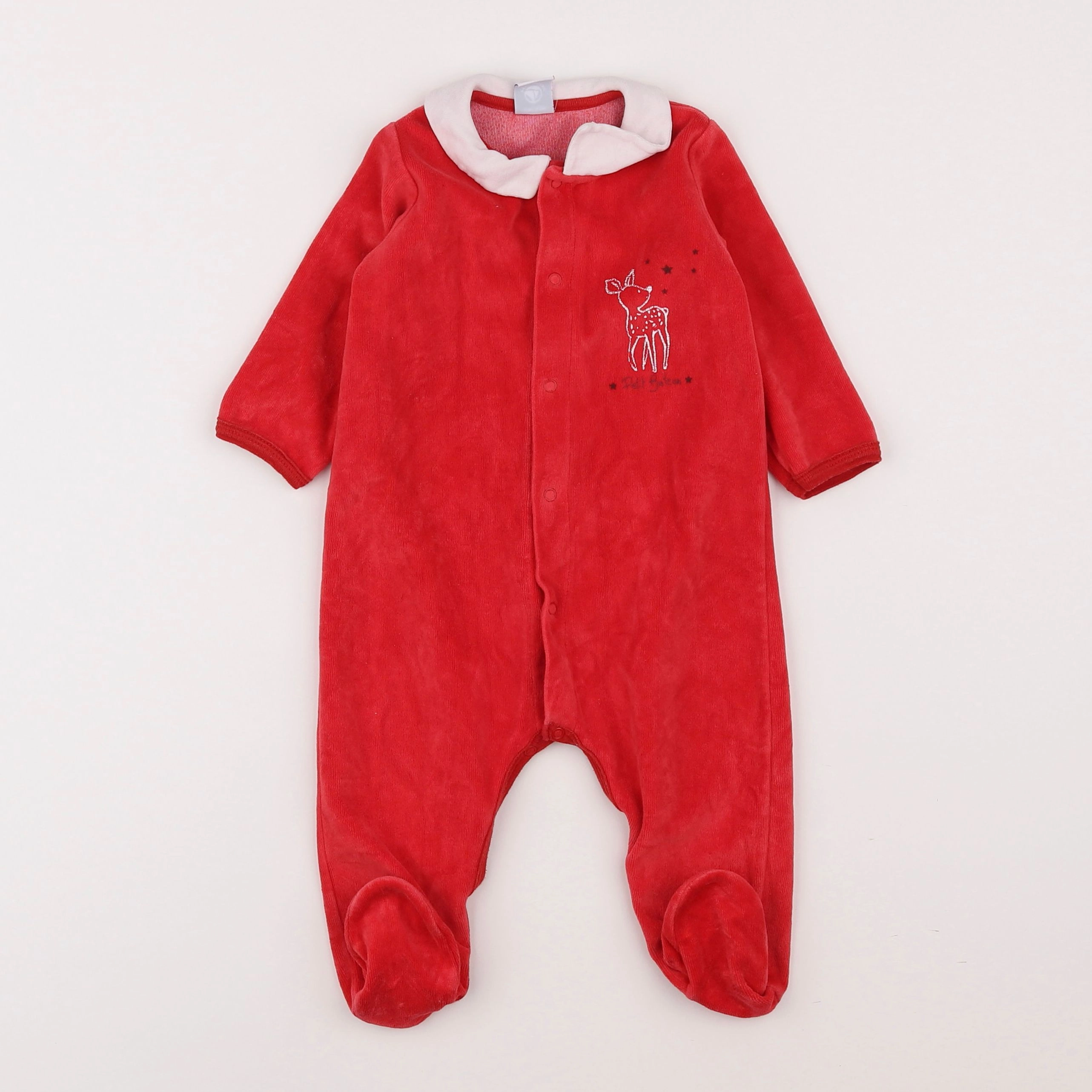Petit Bateau - pyjama velours rouge - 12 mois