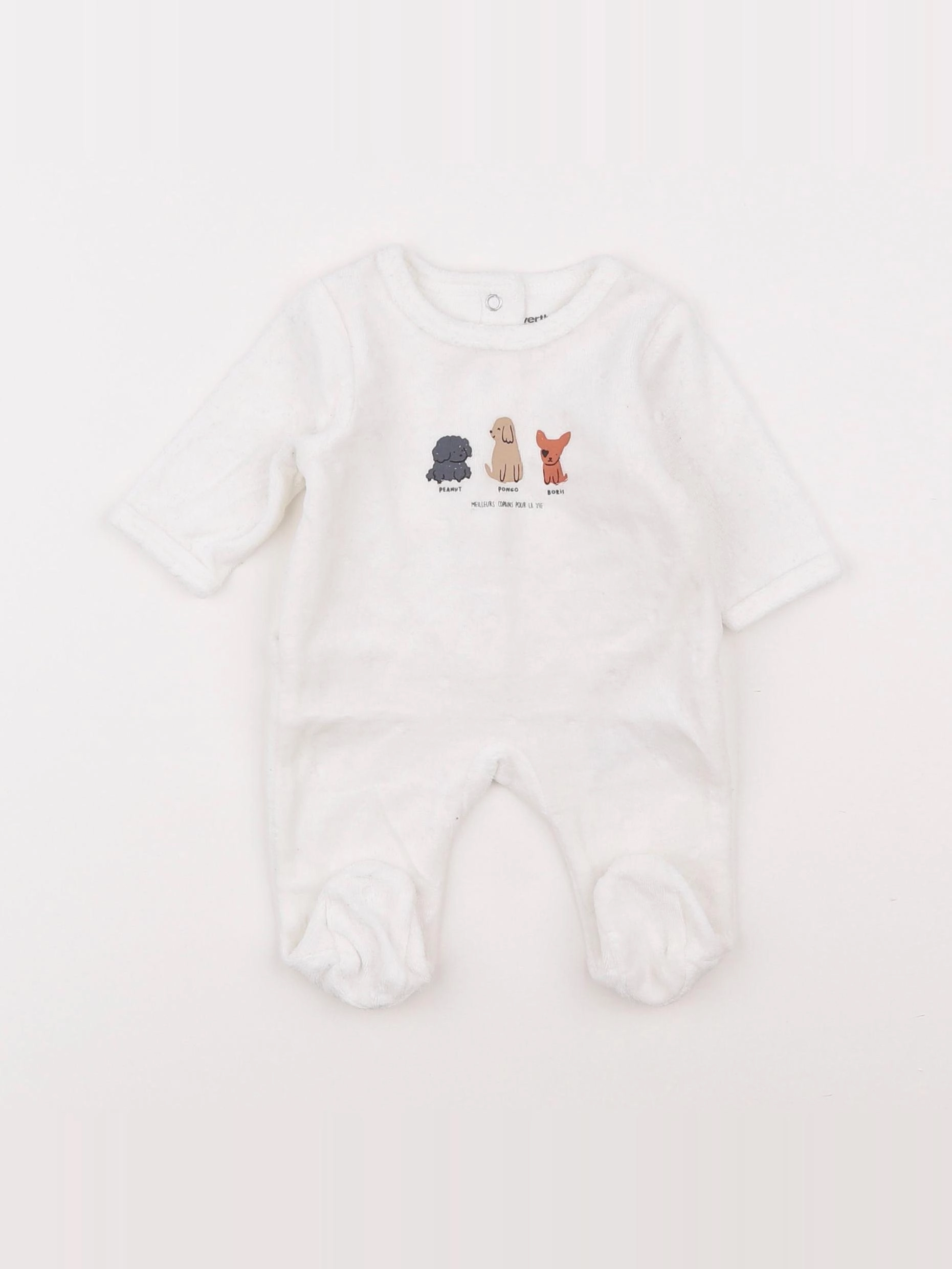 Vertbaudet - pyjama velours blanc - 0 mois