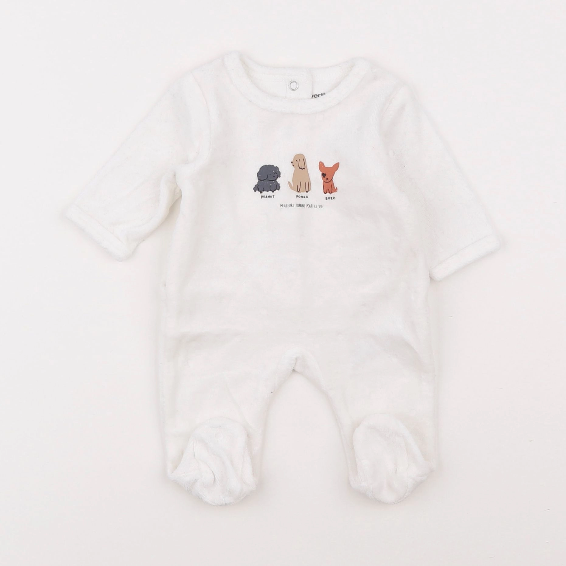 Vertbaudet - pyjama velours blanc - 0 mois