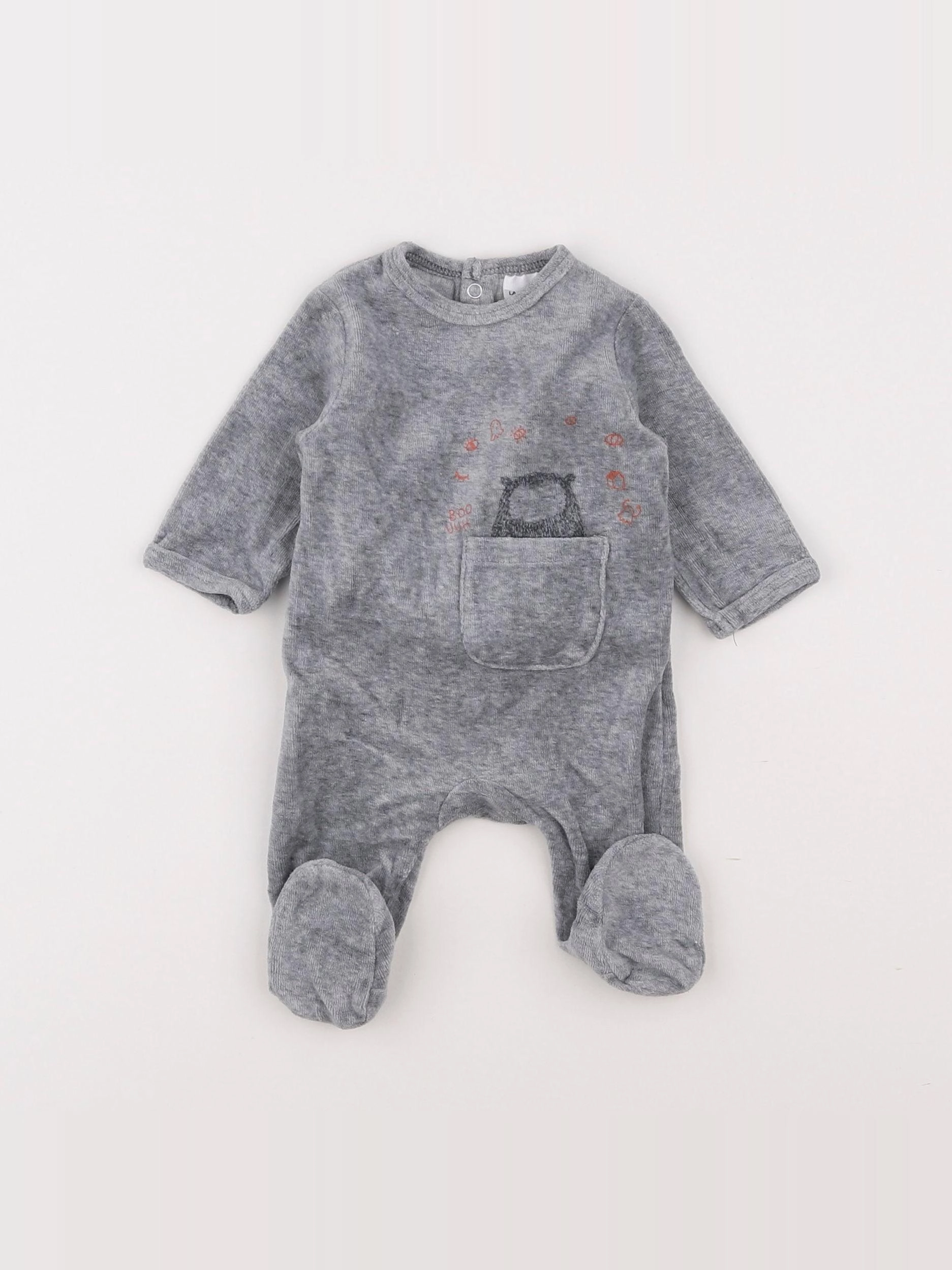 La Redoute - pyjama velours gris - 0 mois