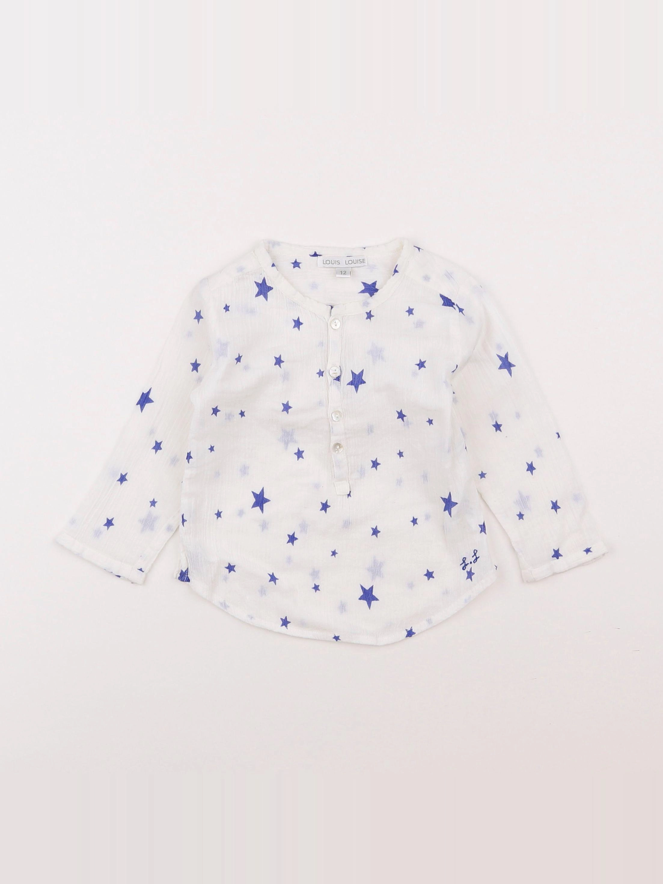 Louis Louise - blouse blanc, bleu - 12 mois