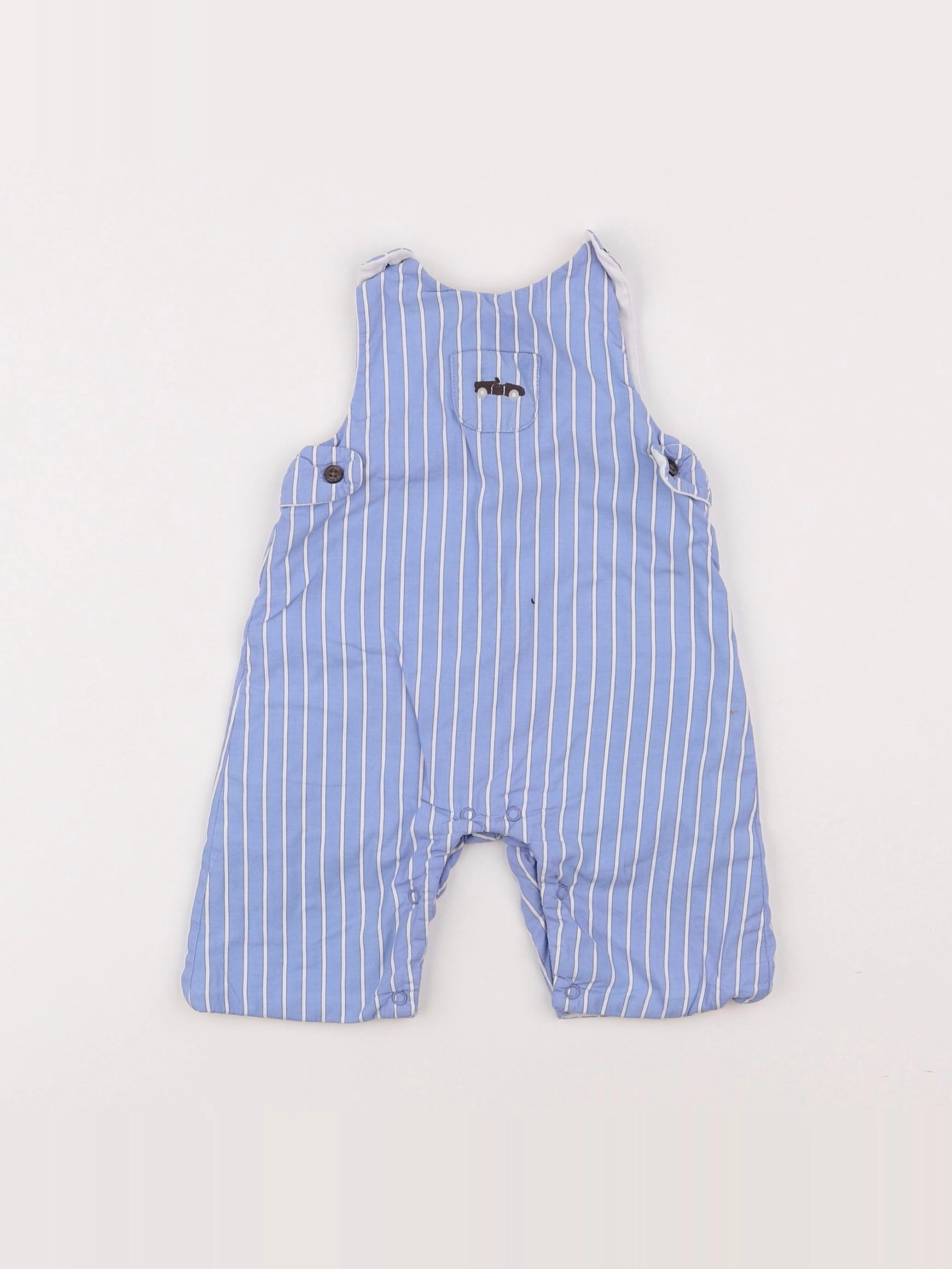 Jacadi - combinaison doublé bleu, blanc - 1 mois