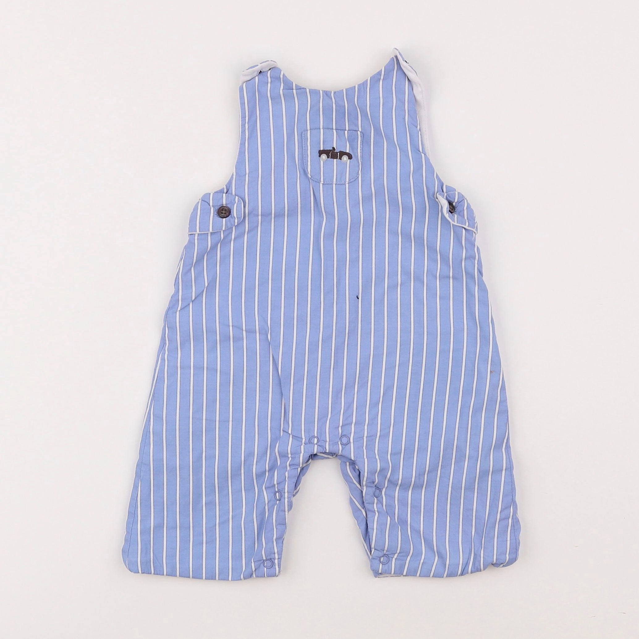 Jacadi - combinaison doublé bleu, blanc - 1 mois