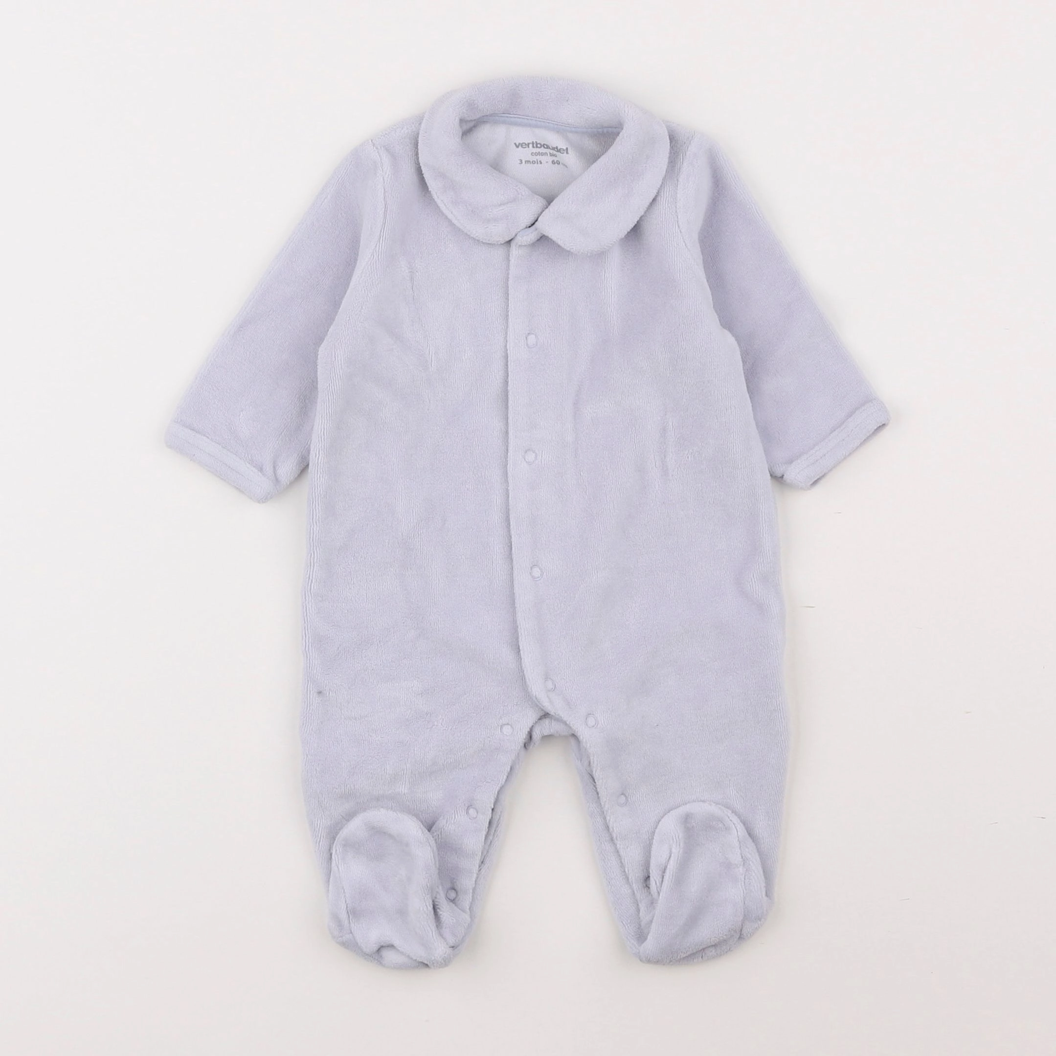 Vertbaudet - pyjama velours bleu - 3 mois