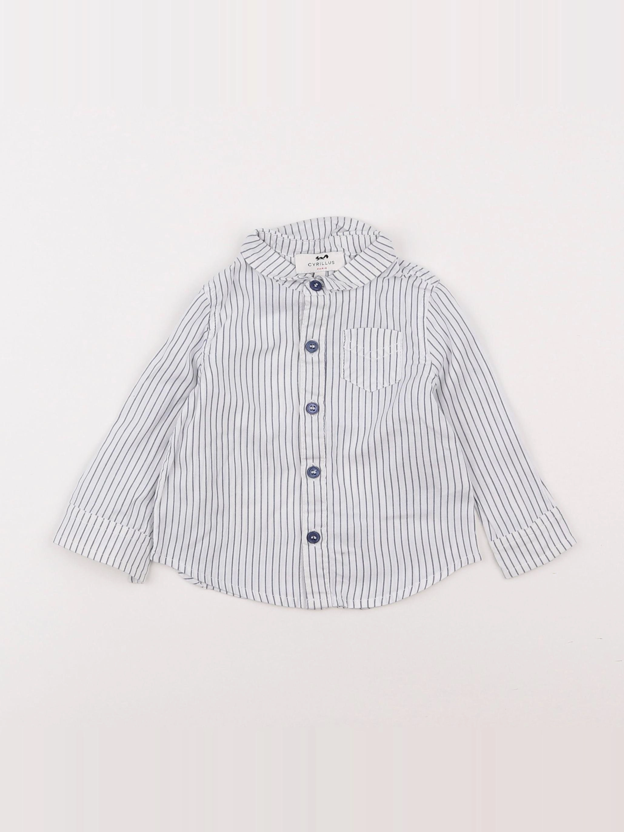 Cyrillus - chemise blanc, bleu - 9 mois