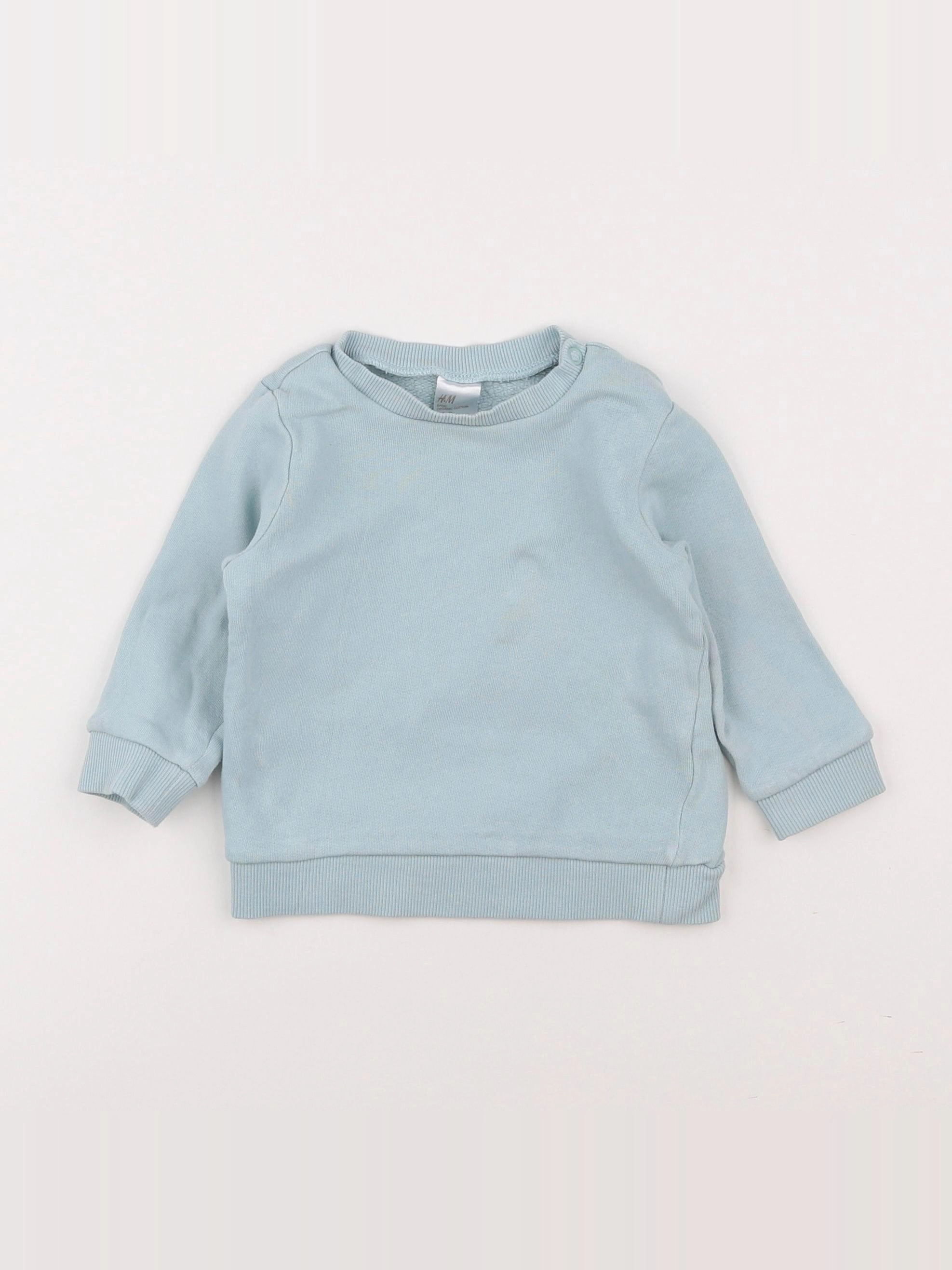 H&M - sweat bleu - 6/9 mois