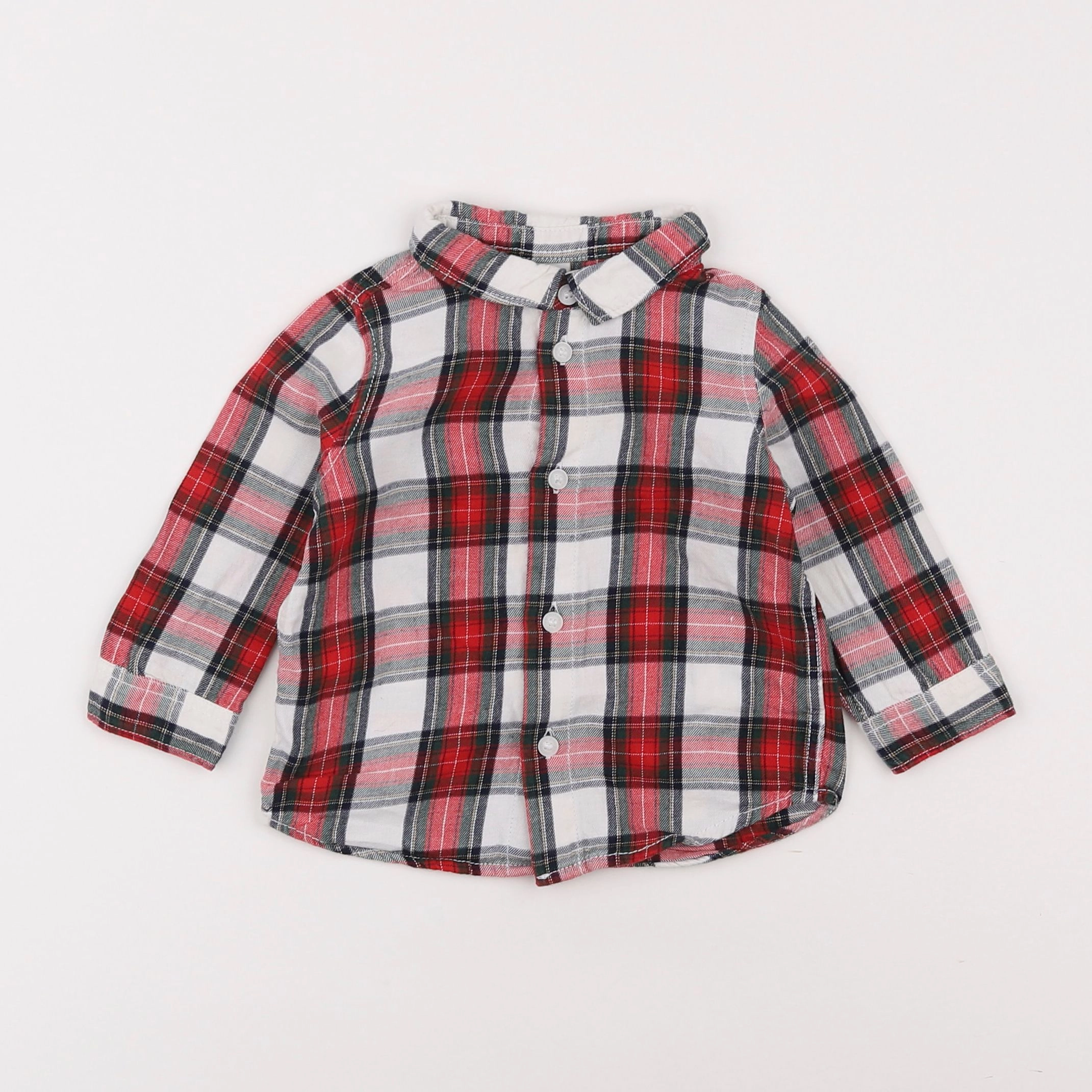 H&M - chemise blanc, rouge - 3/6 mois