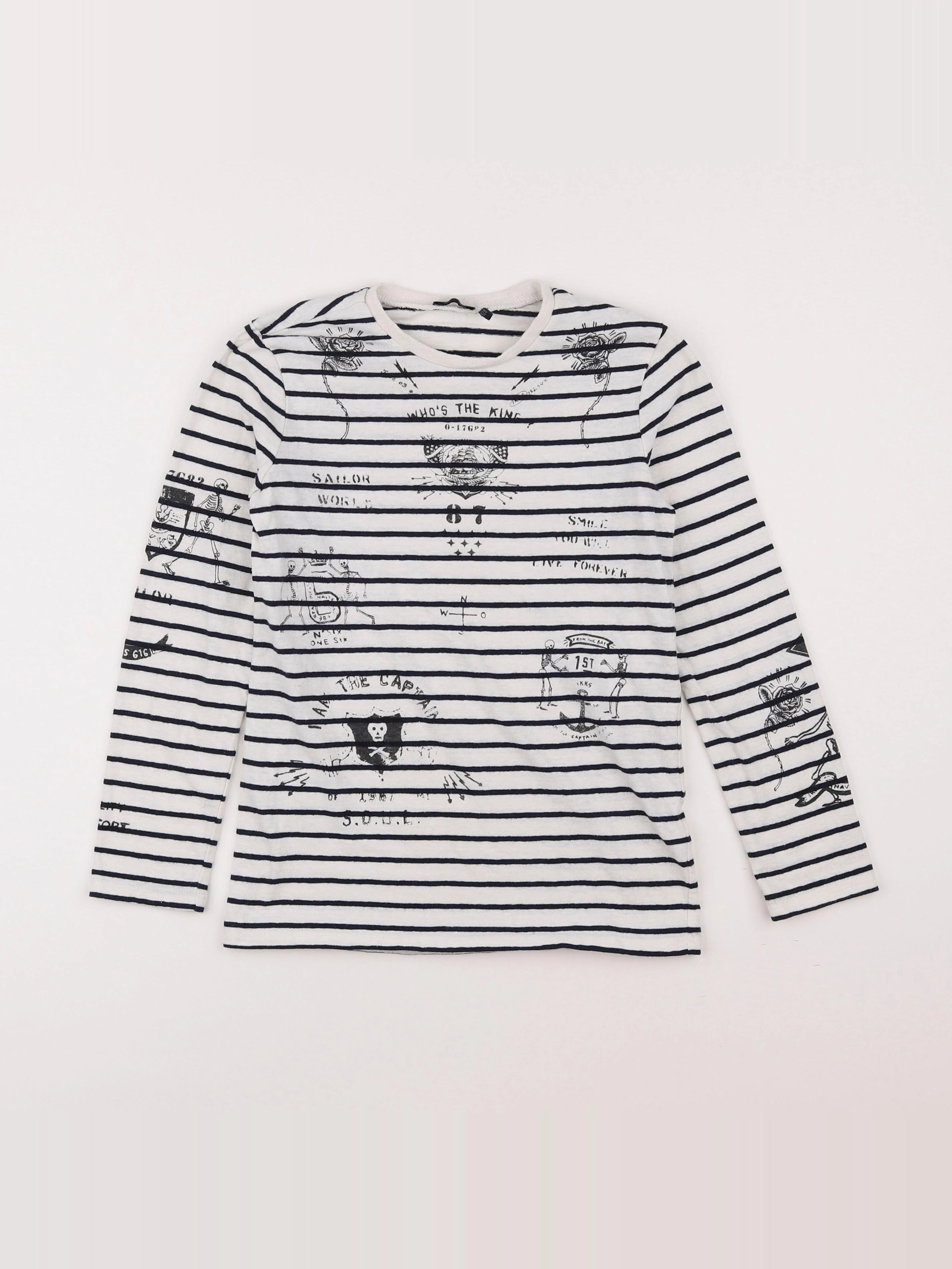 IKKS - tee-shirt blanc, noir - 8 ans