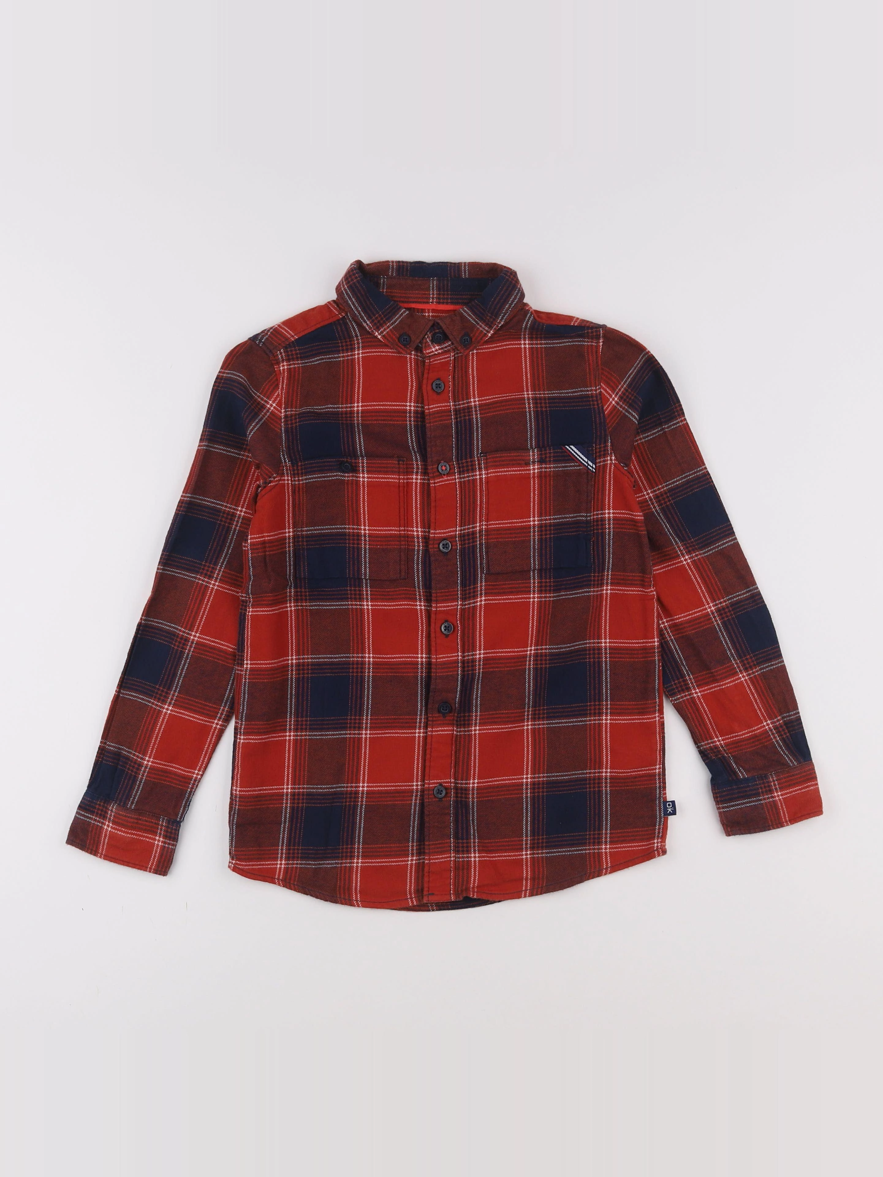 Okaidi - chemise blanc, rouge - 8 ans