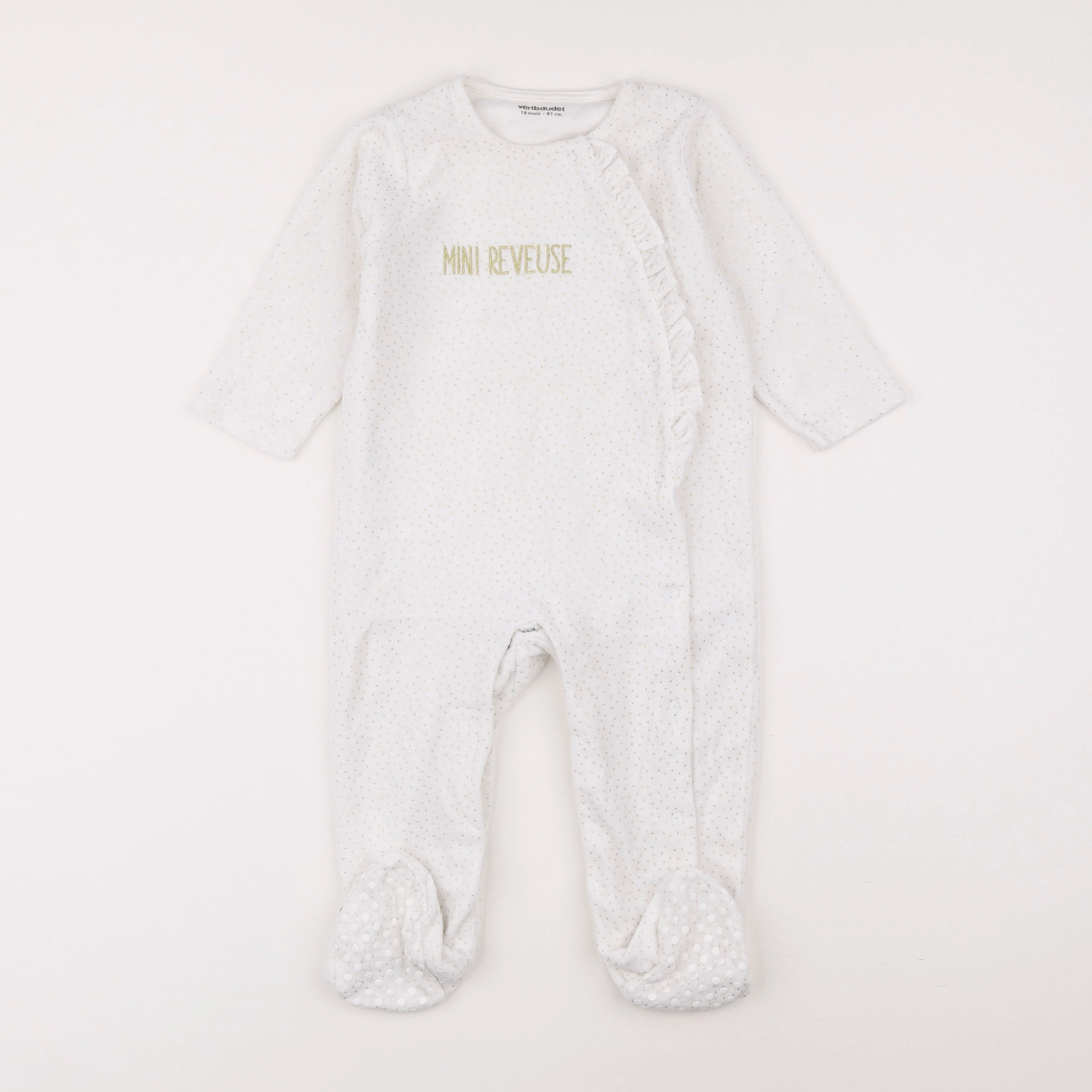 Vertbaudet - pyjama velours blanc, or - 18 mois