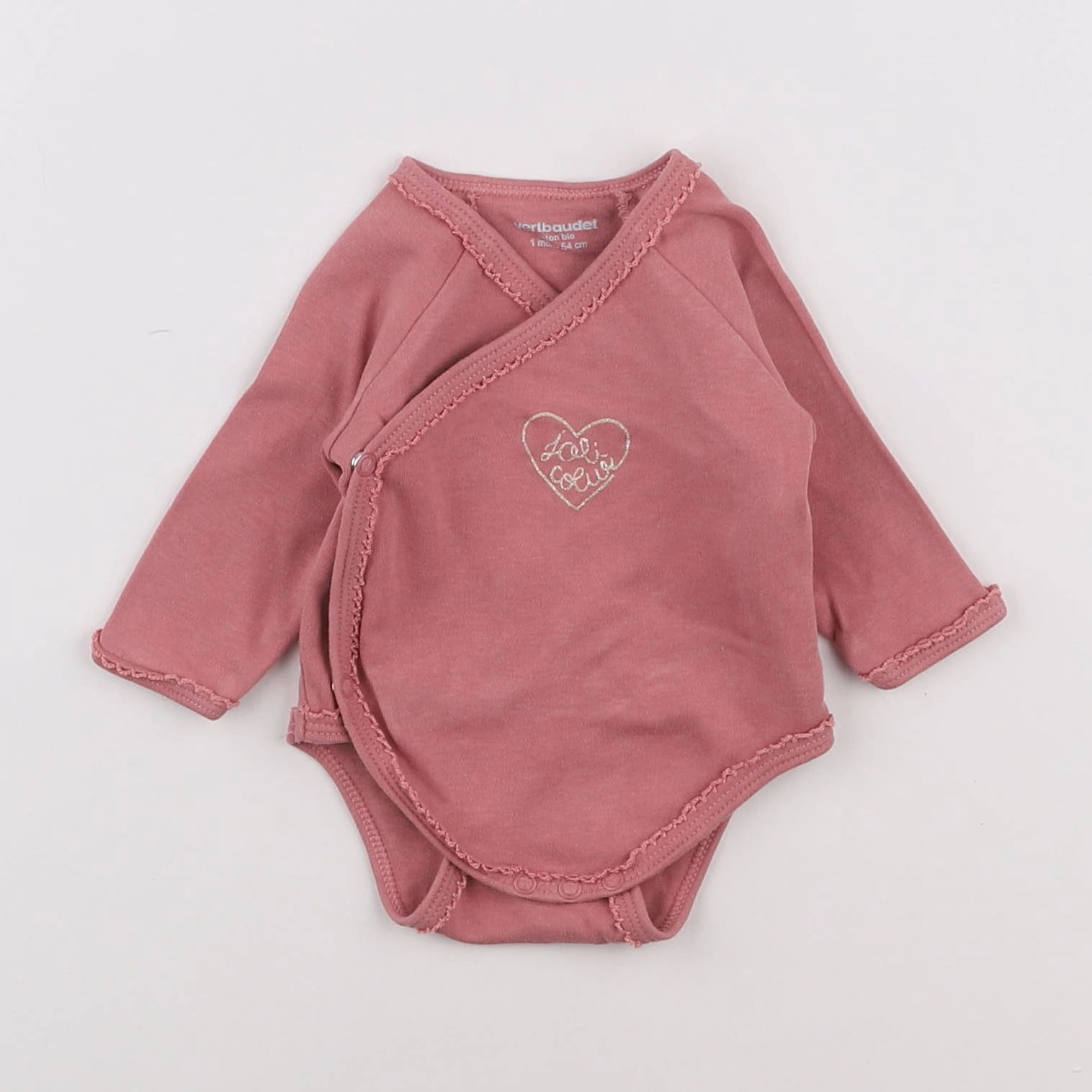 Vertbaudet - body rose - 1 mois