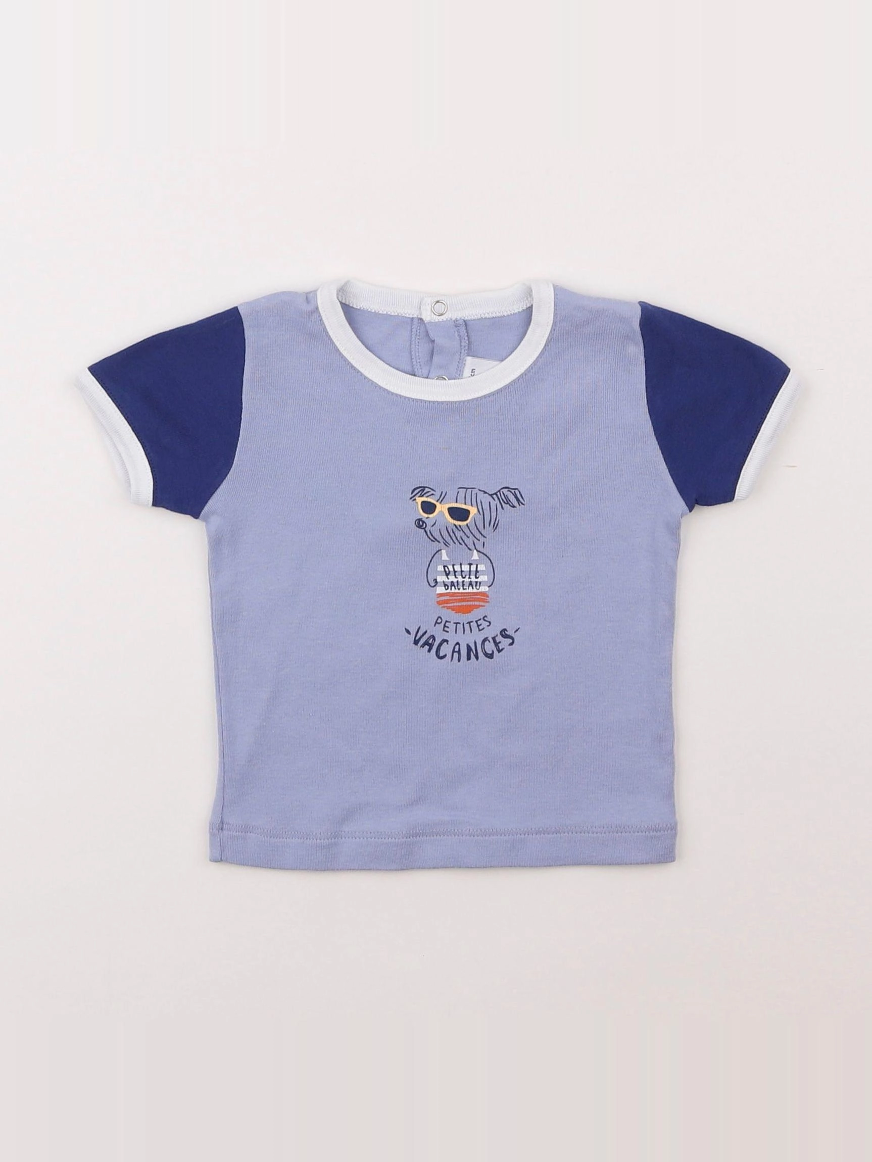 Petit Bateau - tee-shirt bleu - 6 mois