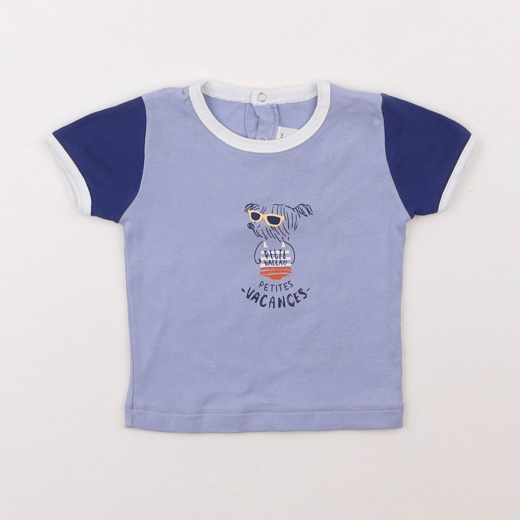 Petit Bateau - tee-shirt bleu - 6 mois