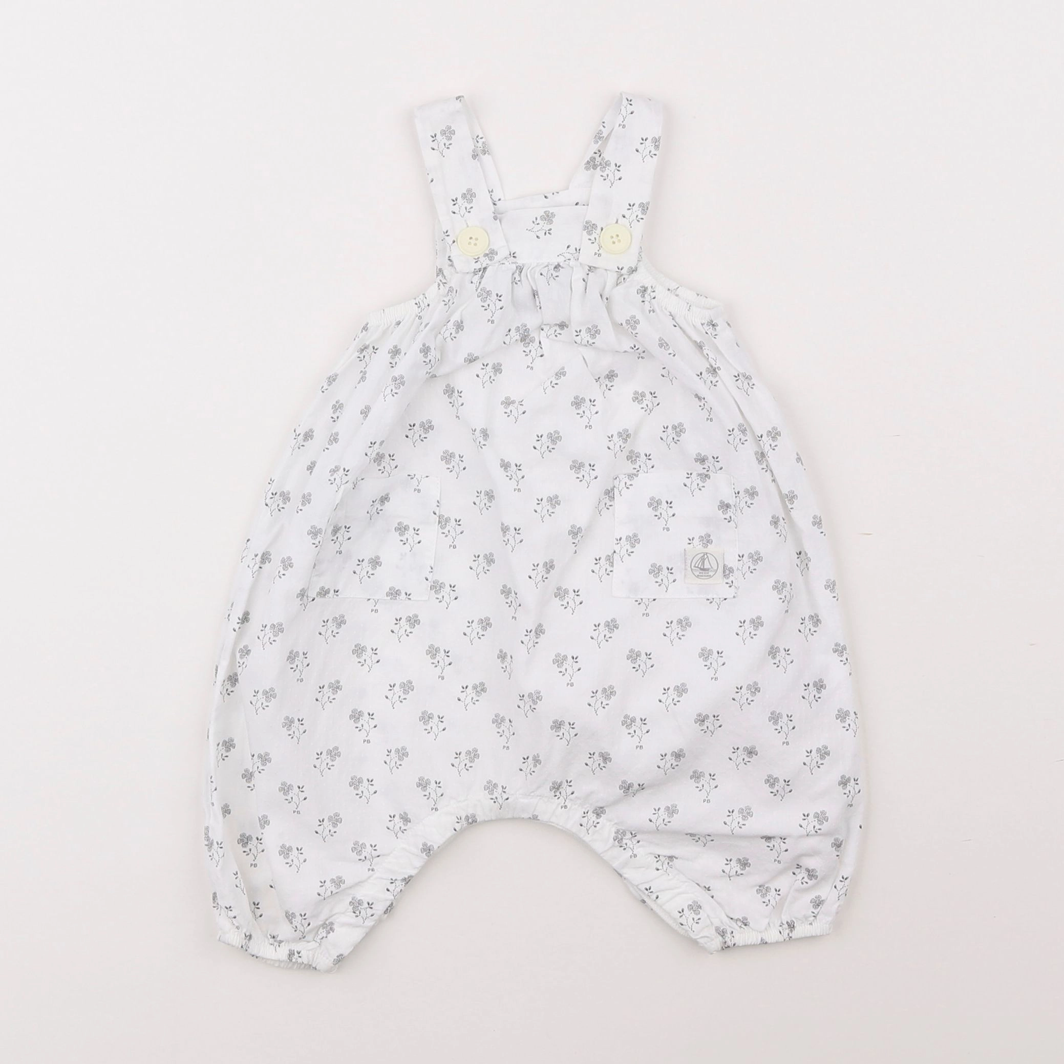 Petit Bateau - salopette blanc - 3 mois