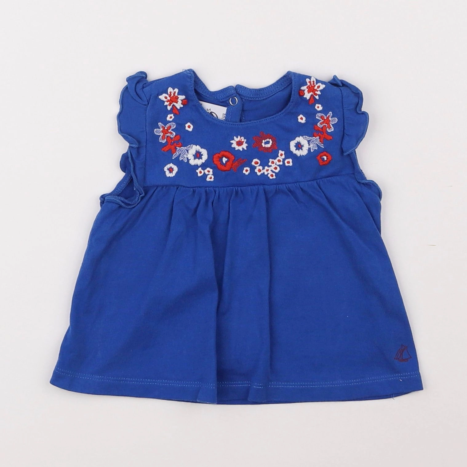 Petit Bateau - débardeur bleu - 6 mois