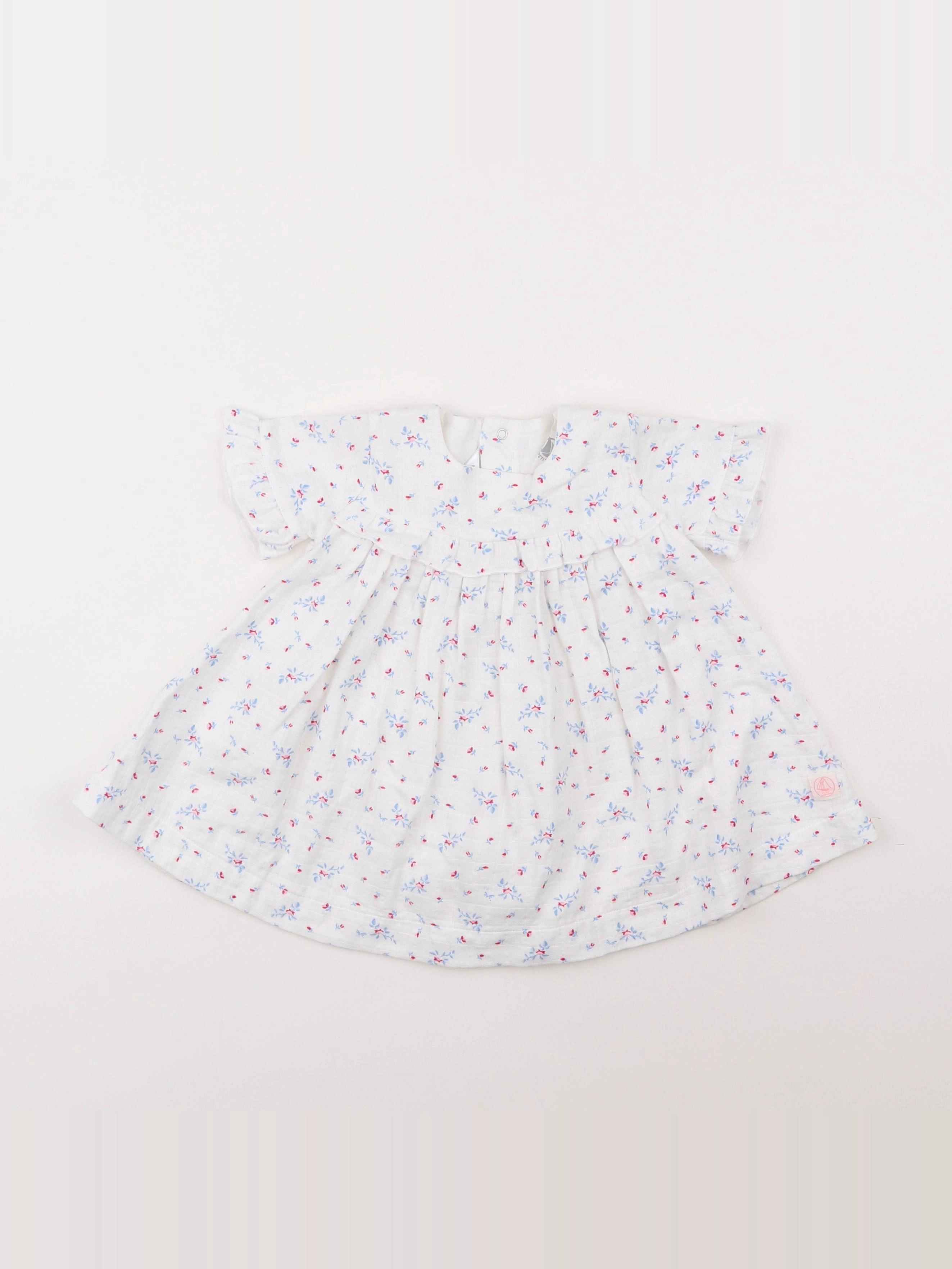 Petit Bateau - robe blanc - 12 mois
