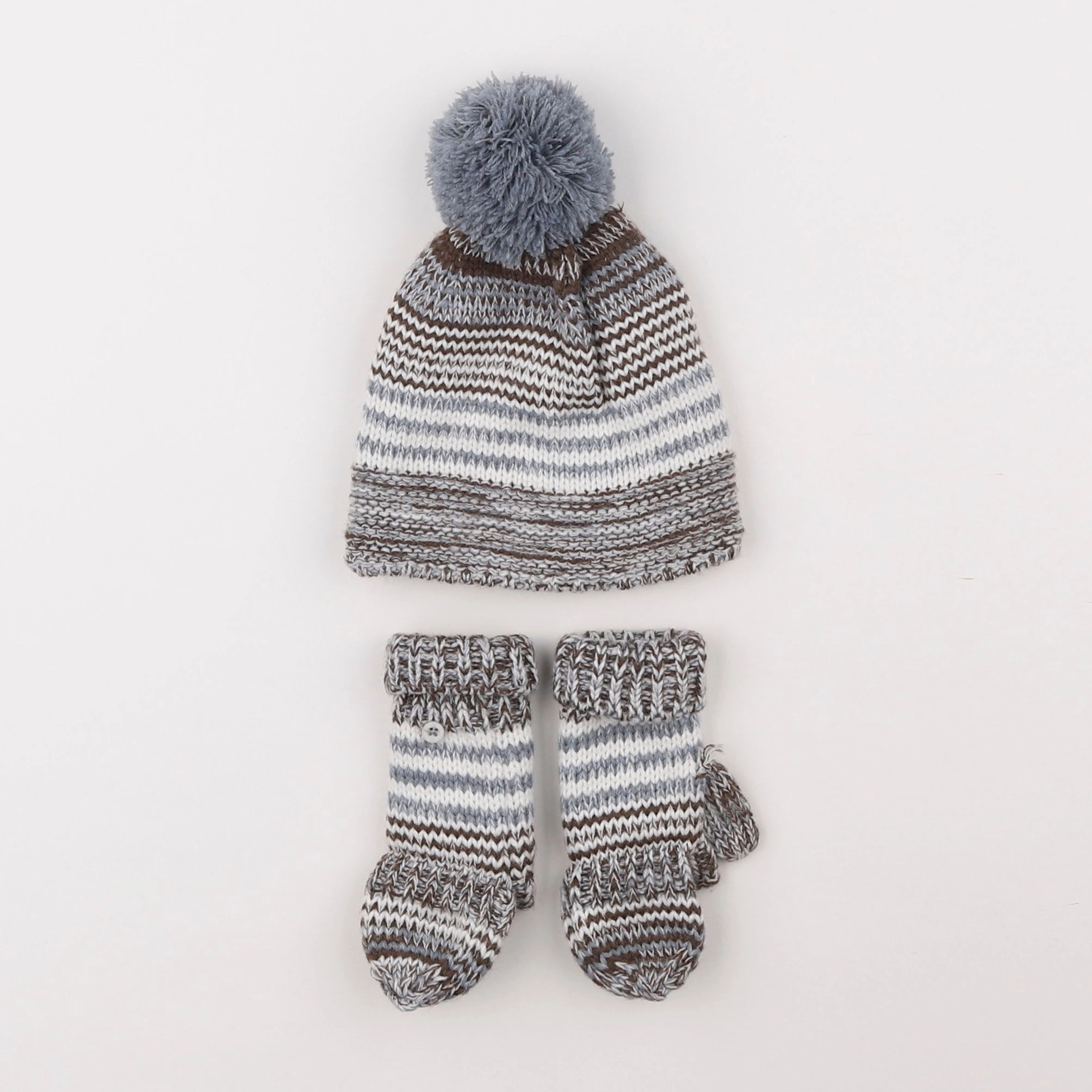 Vertbaudet - ensemble bonnet/moufles gris - 2/3 ans