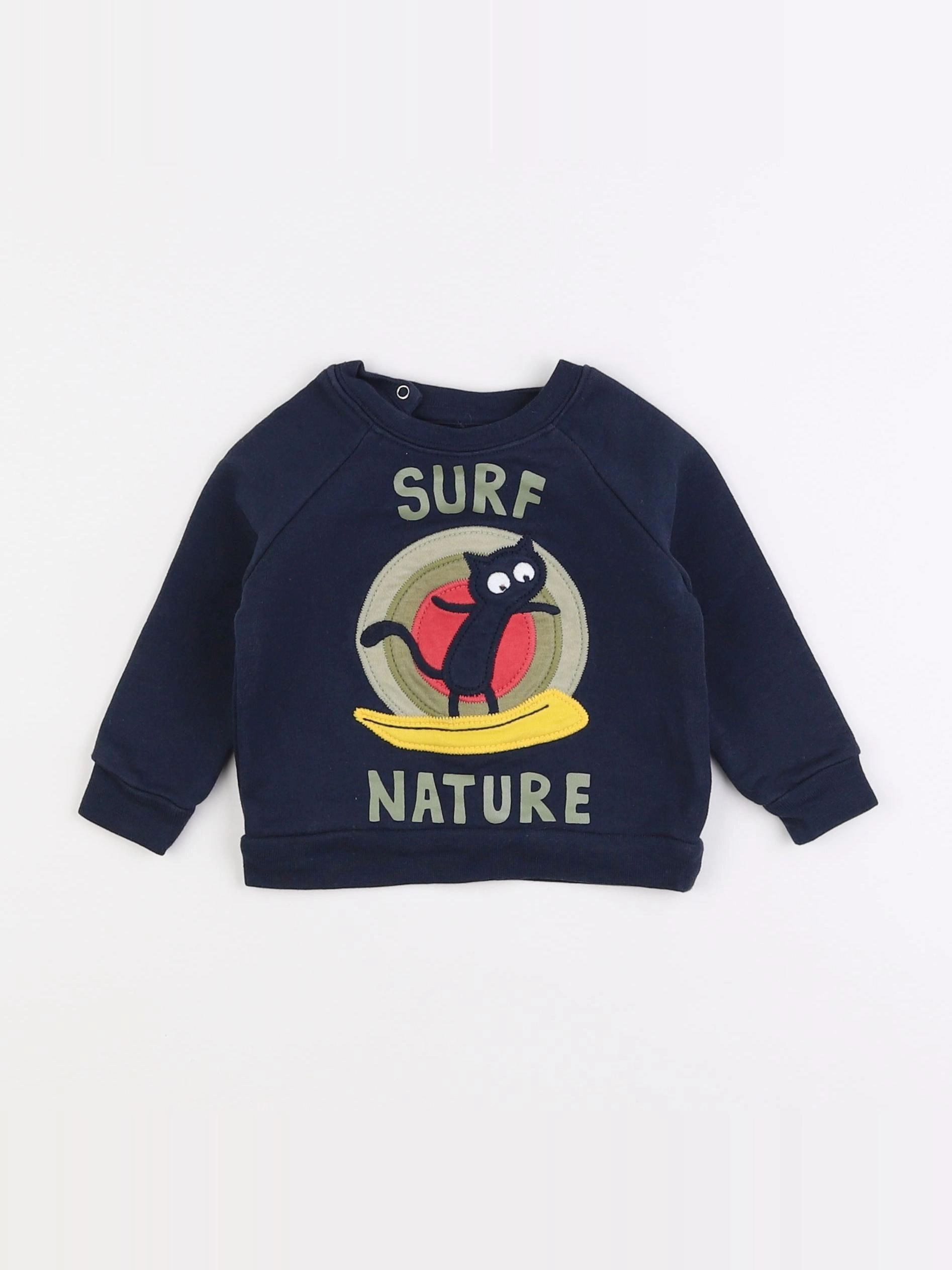 La queue du chat - sweat bleu - 6 mois