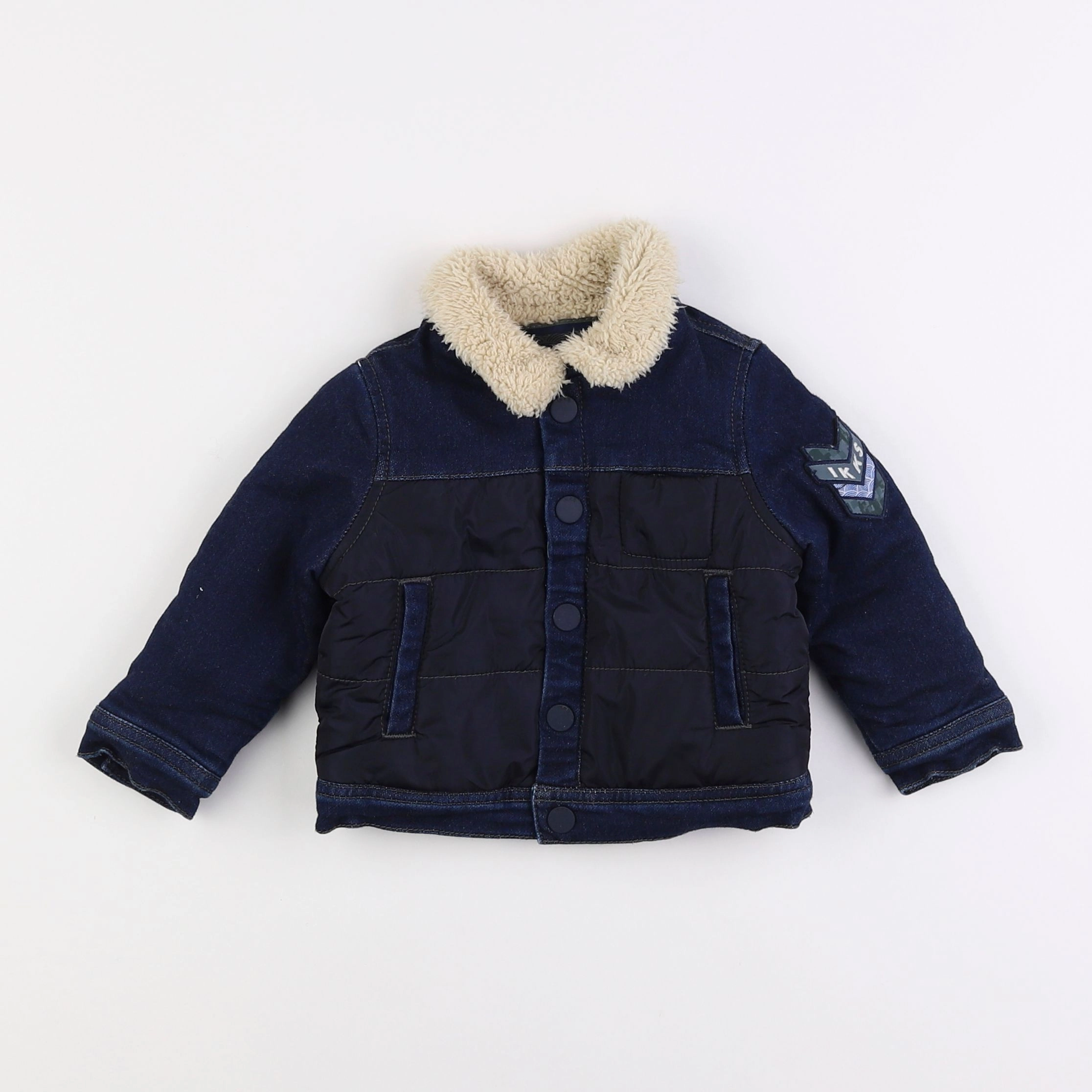 IKKS - veste doublé, imprimé au dos bleu - 18 mois