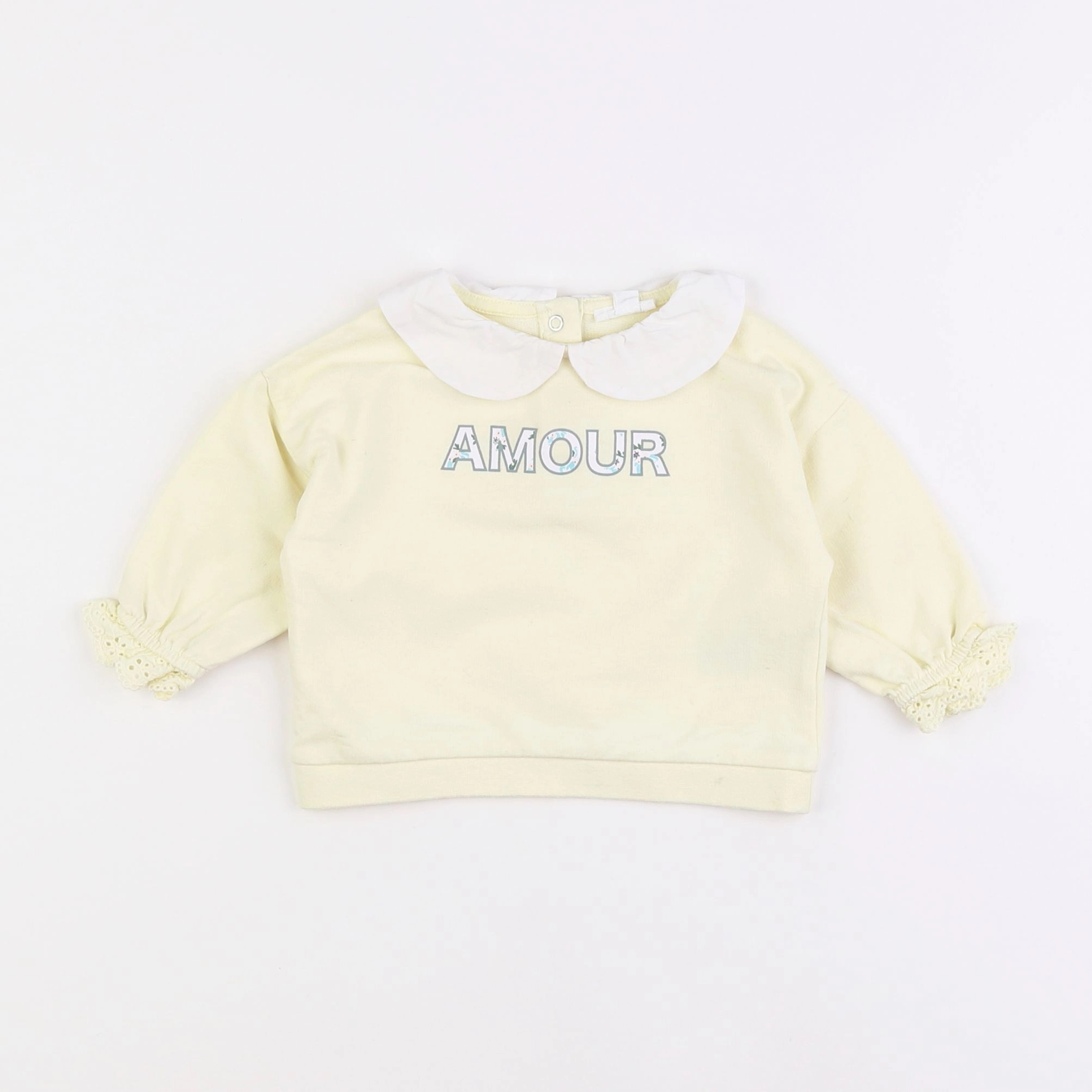 Vertbaudet - sweat jaune - 6 mois