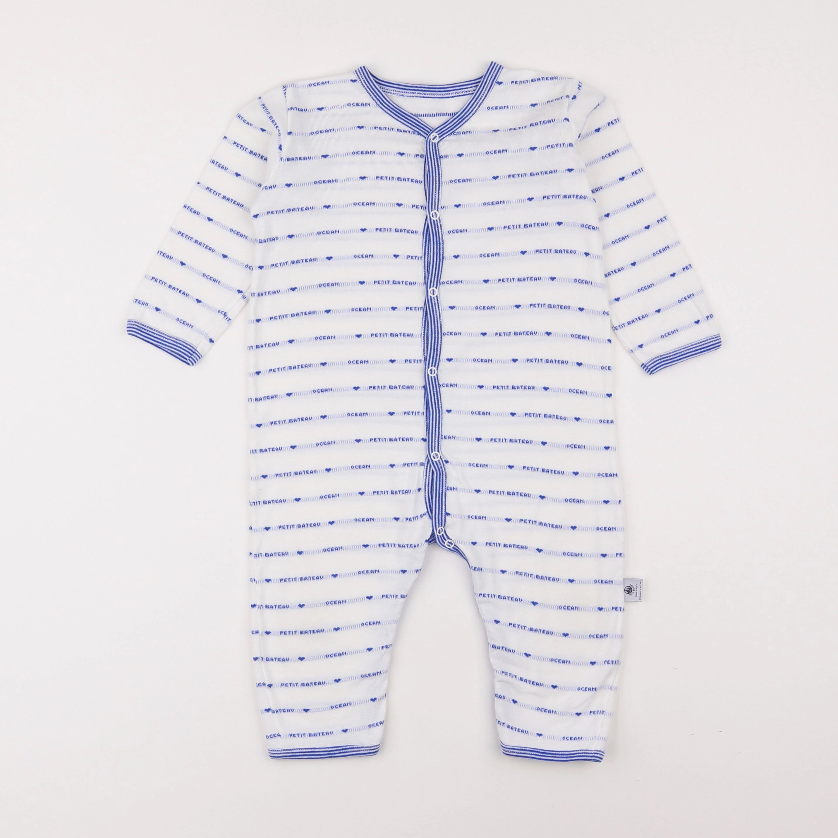 Petit Bateau - pyjama coton blanc - 6 mois
