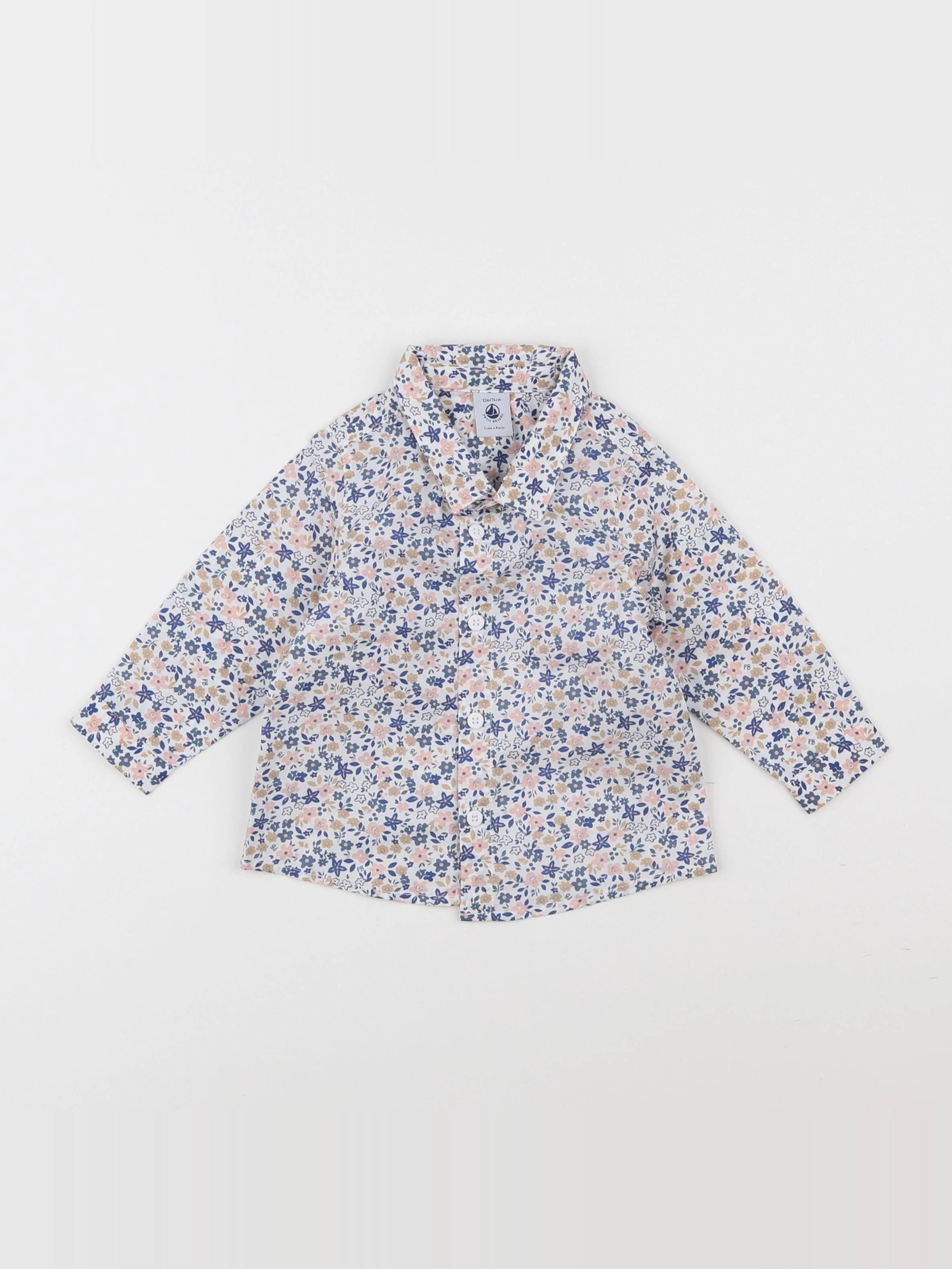 Petit Bateau - chemise bleu - 12 mois