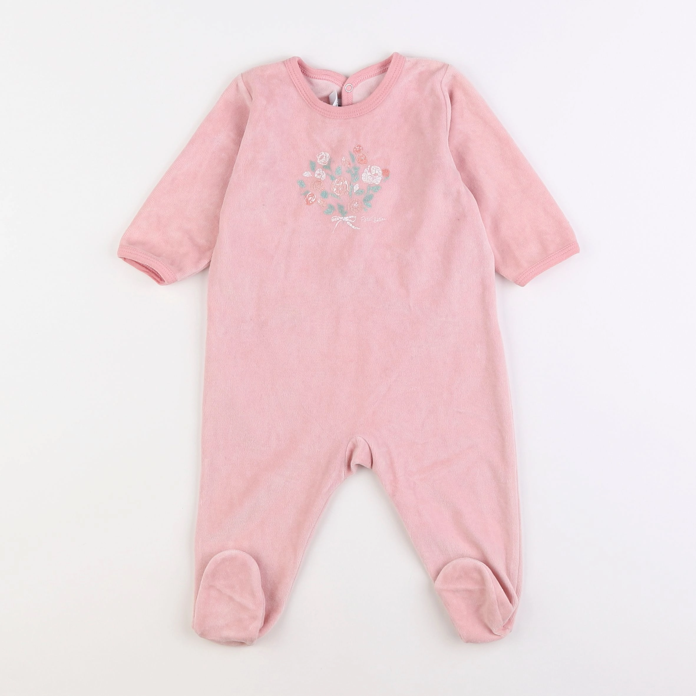 Petit Bateau - pyjama velours rose - 6 mois