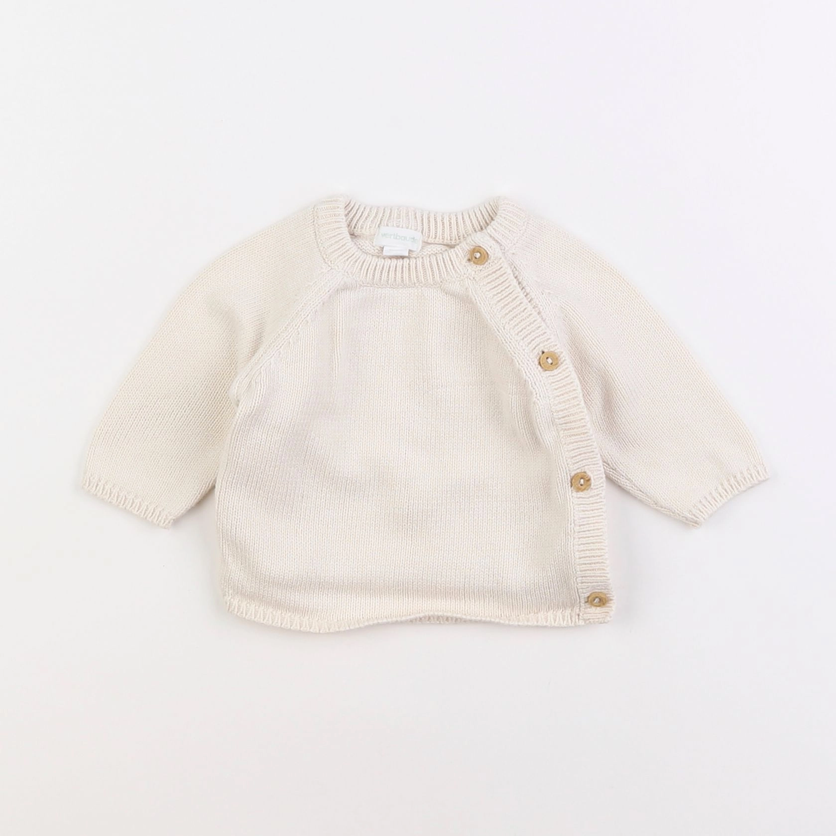 Vertbaudet - pull beige - 1 mois