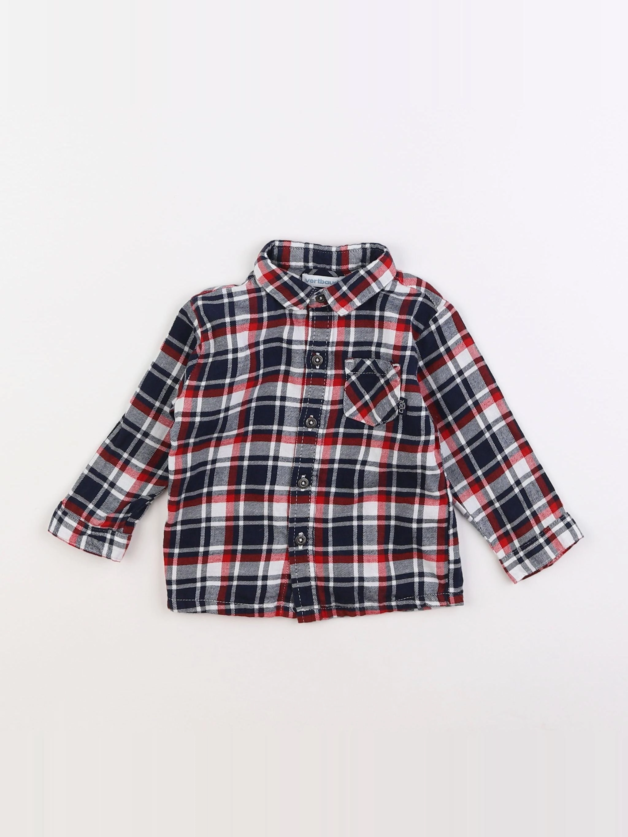 Vertbaudet - chemise bleu - 6/9 mois