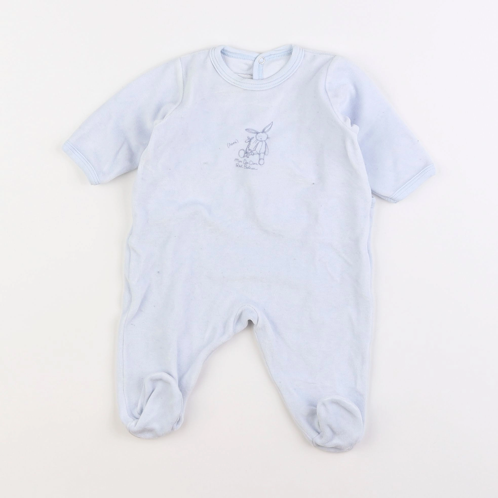 Petit Bateau - pyjama velours bleu - 3 mois